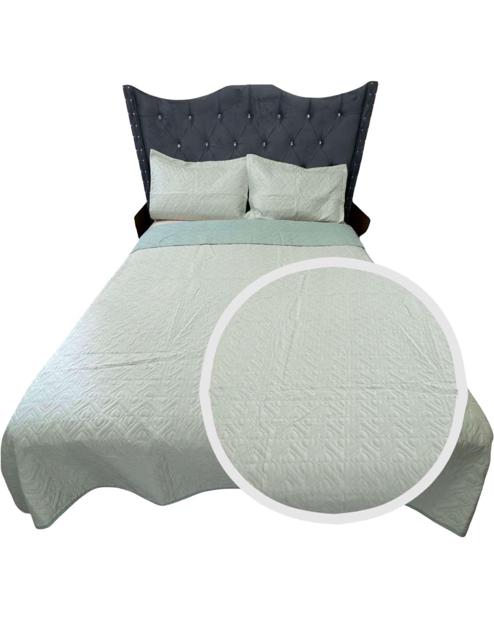 QUILT CUBRECAMA DE LUJO VERANO DELGADO KING VERDE MENTA-2