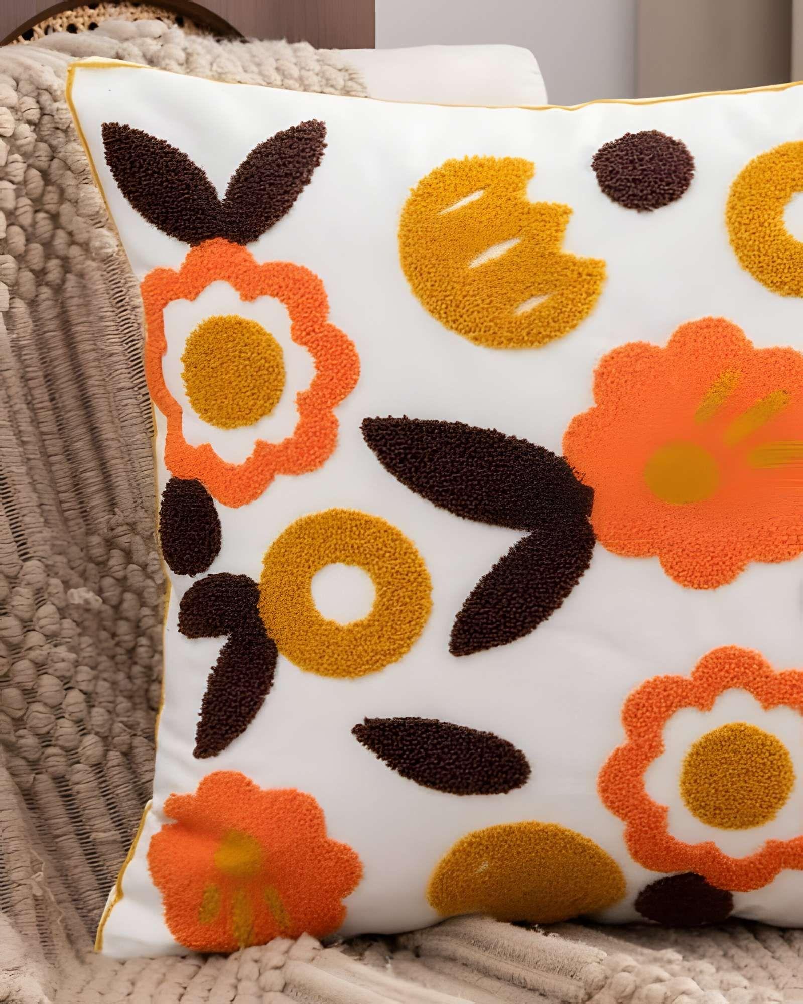 SET DE 2 FUNDAS DE COJIN BORDADAS 45X45 BLANCO 04-2