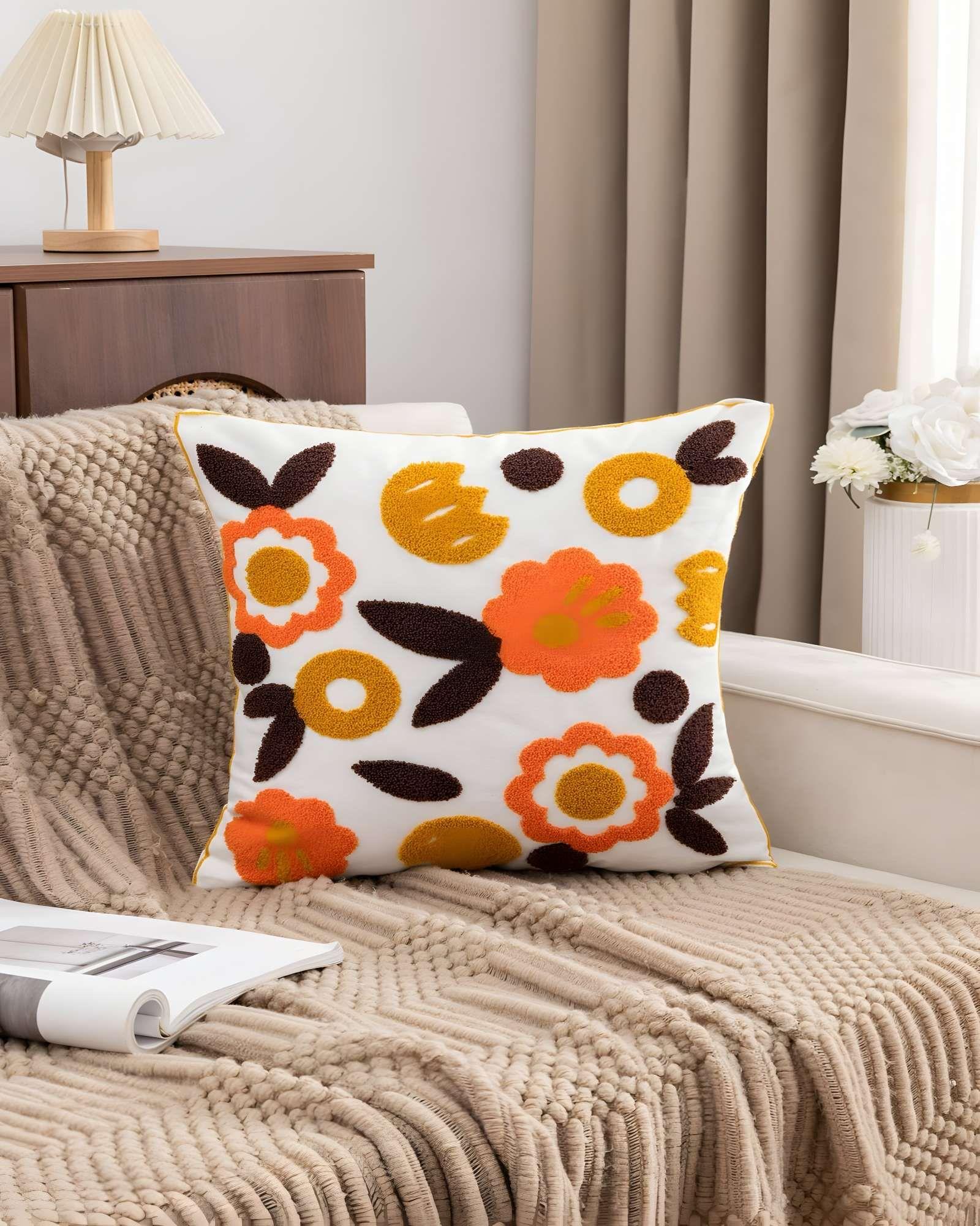 SET DE 2 FUNDAS DE COJIN BORDADAS 45X45 BLANCO 04-3