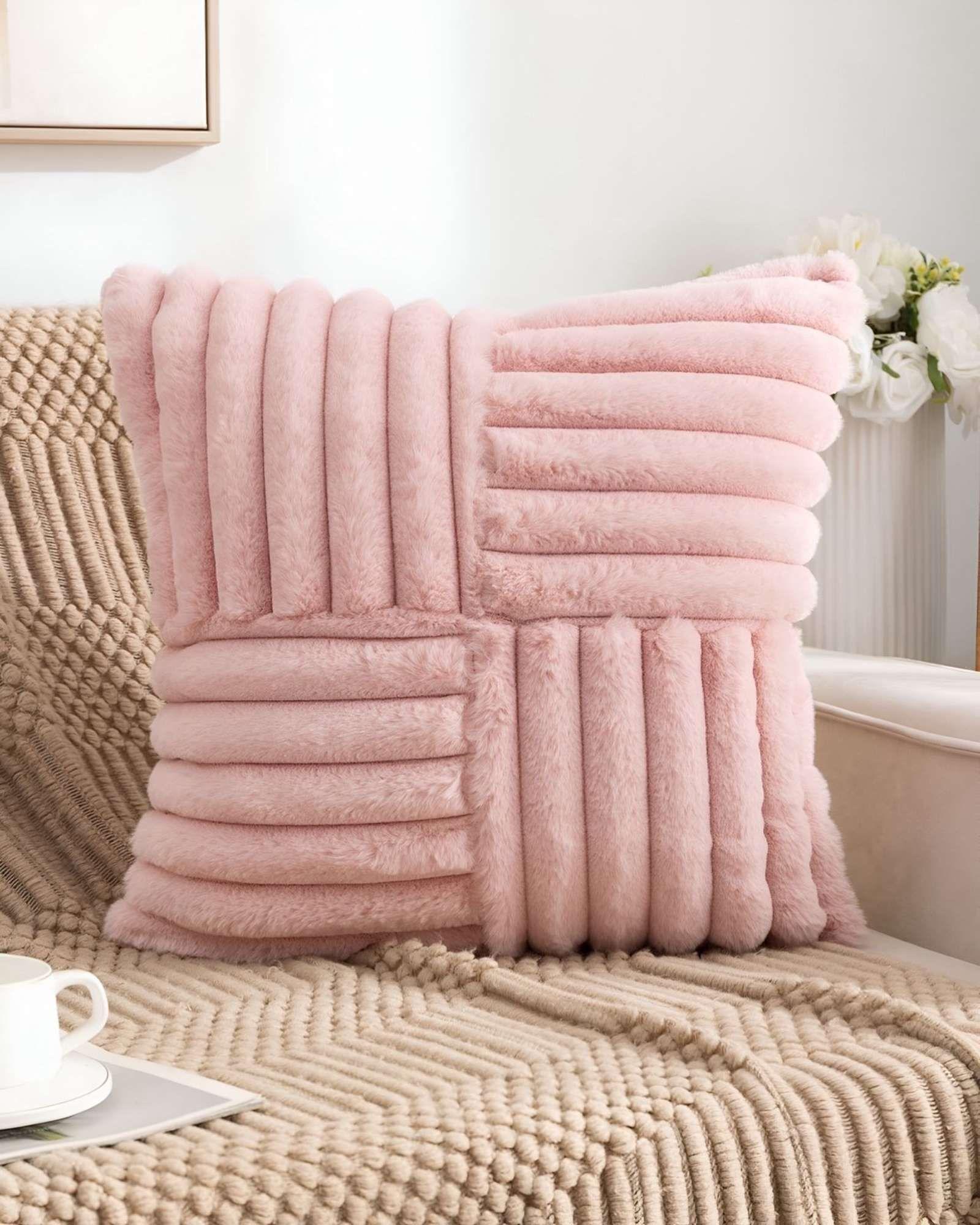 PACK DE 2 FUNDAS PELUDA EMPALMADA ROSA-2