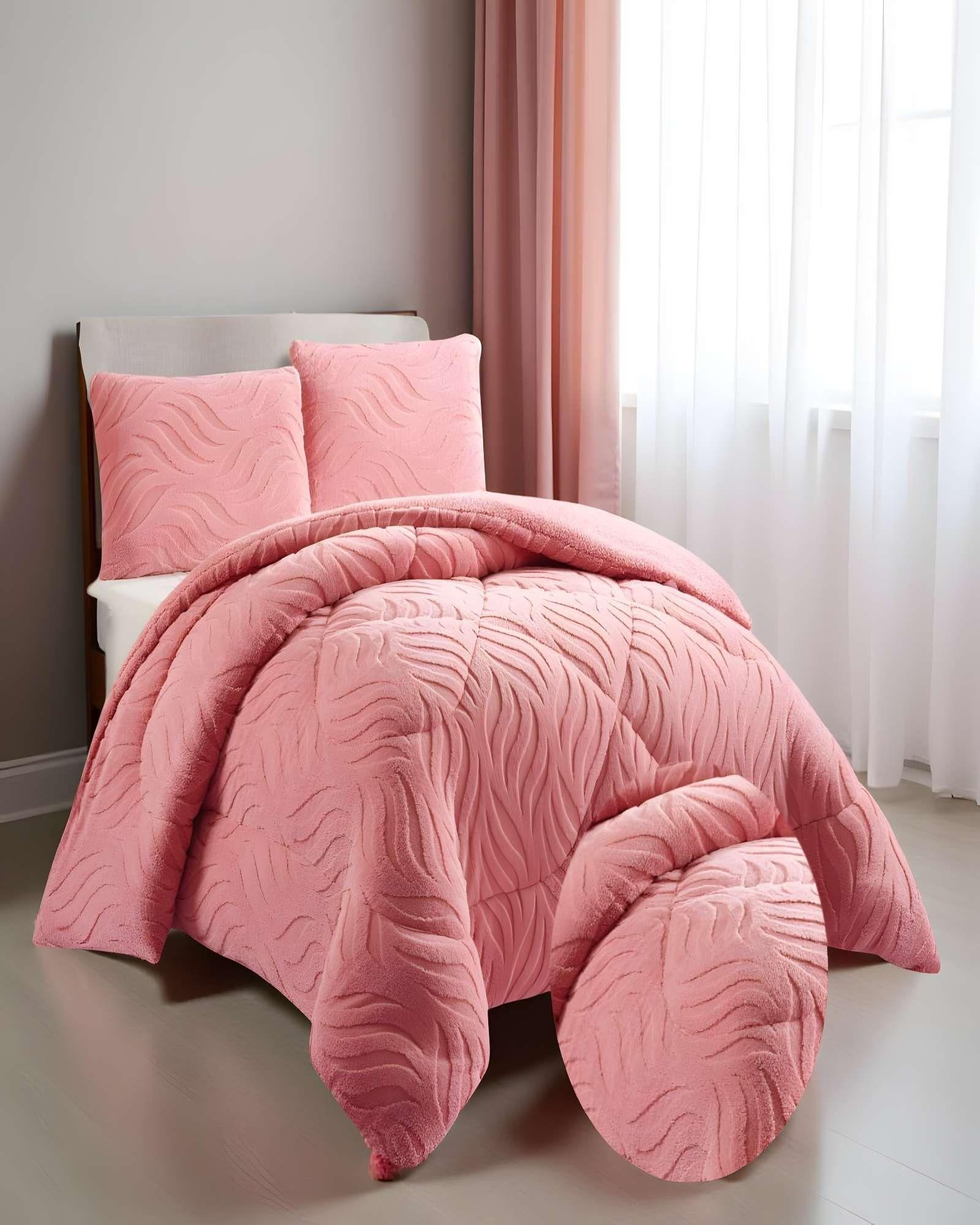 COBERTOR DE INVERNO TEXTURIZADA DISEÑO 02 2 PLAZAS ROSA-2