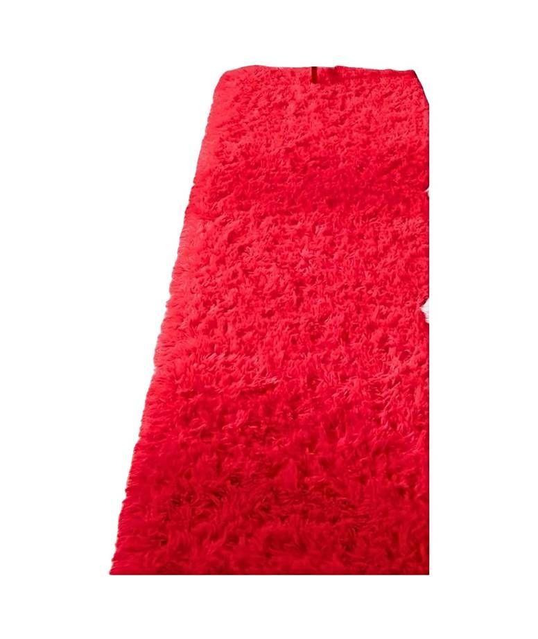 Pasillera alfombra peluda liviana 70x150 ultra suave ROJO-2