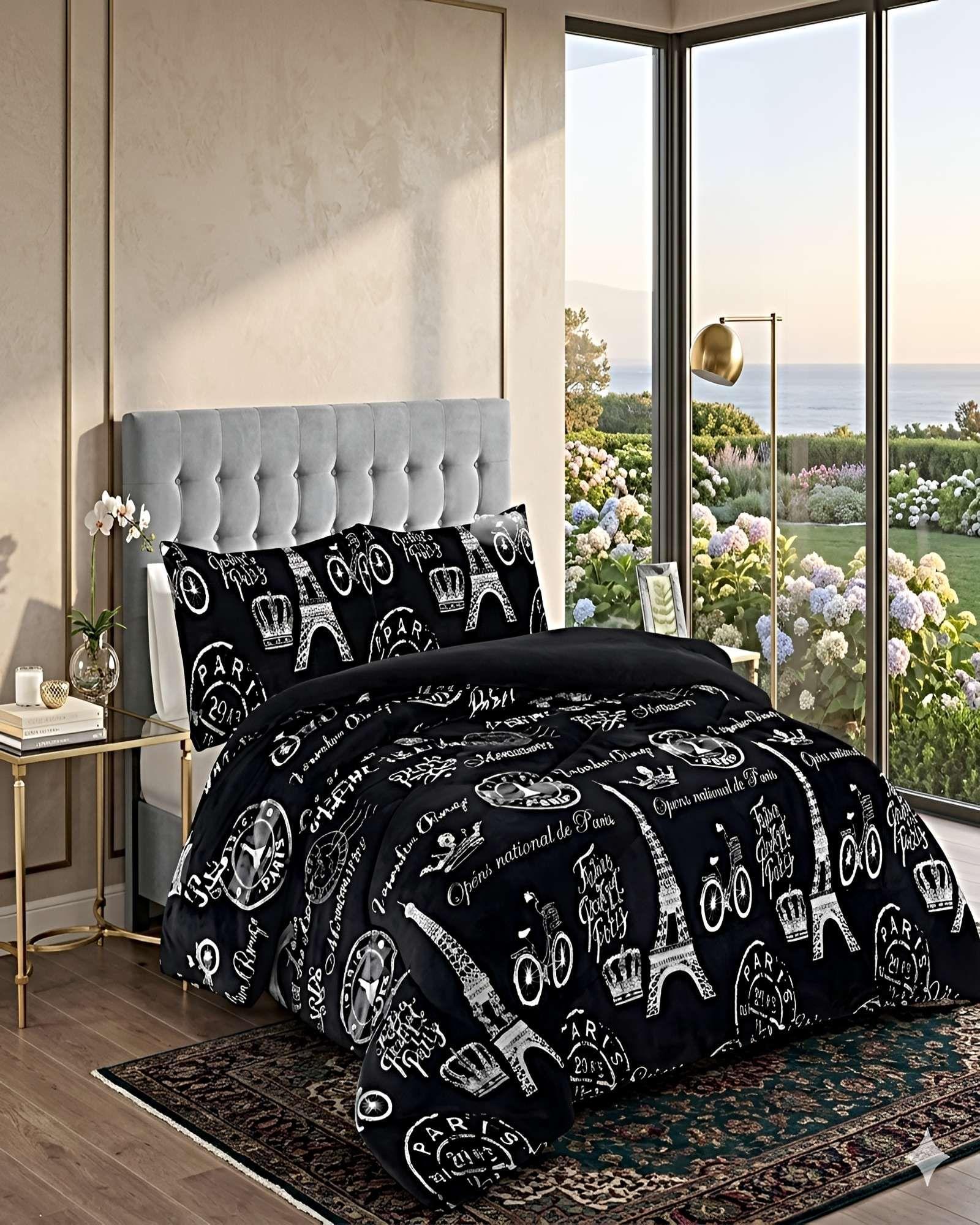 COBERTOR DE INVIERNO PLUSH KING 250X270CM NEGRO 2-2