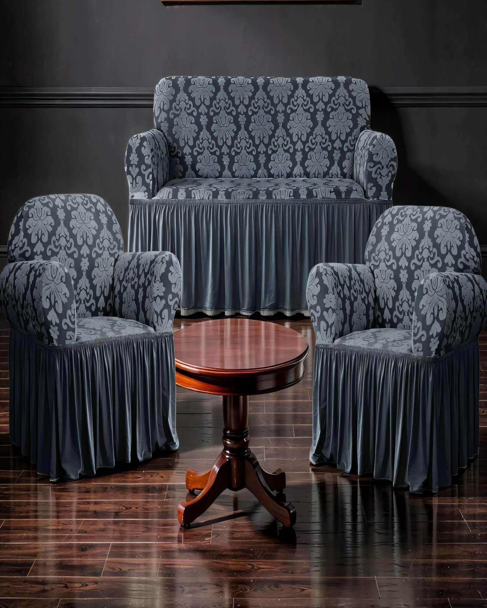 SET DE FUNDAS DE SOFA 3+1+1 CON VELO COLOR GRIS-3