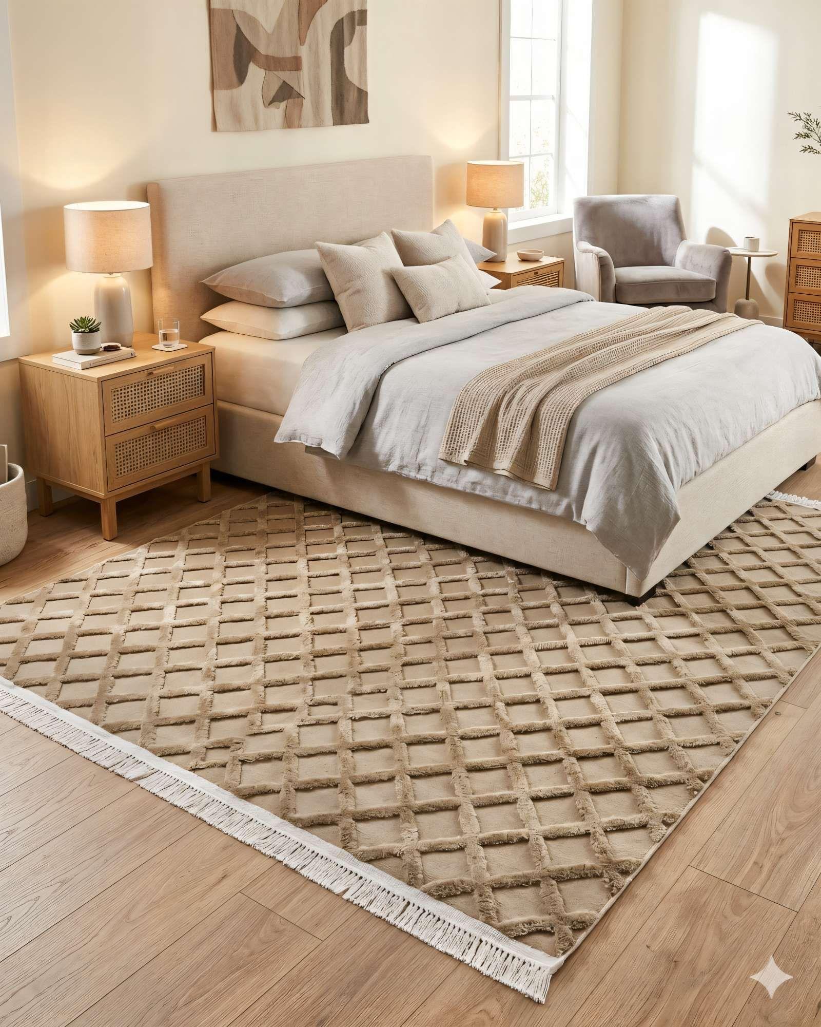 ALFOMBRA JACQUARD 150 X 200 DECORATIVA COLOR BEIGE 2-3