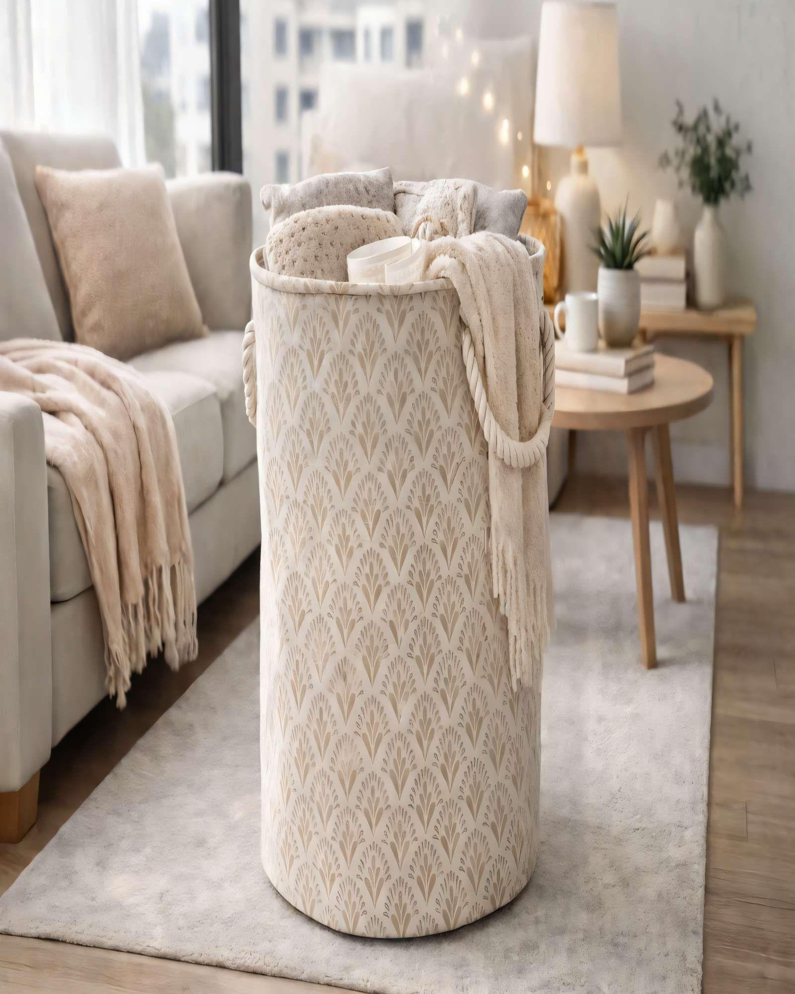 CANASTO DE ROPA 40CMX50CM COLOR BEIGE -2