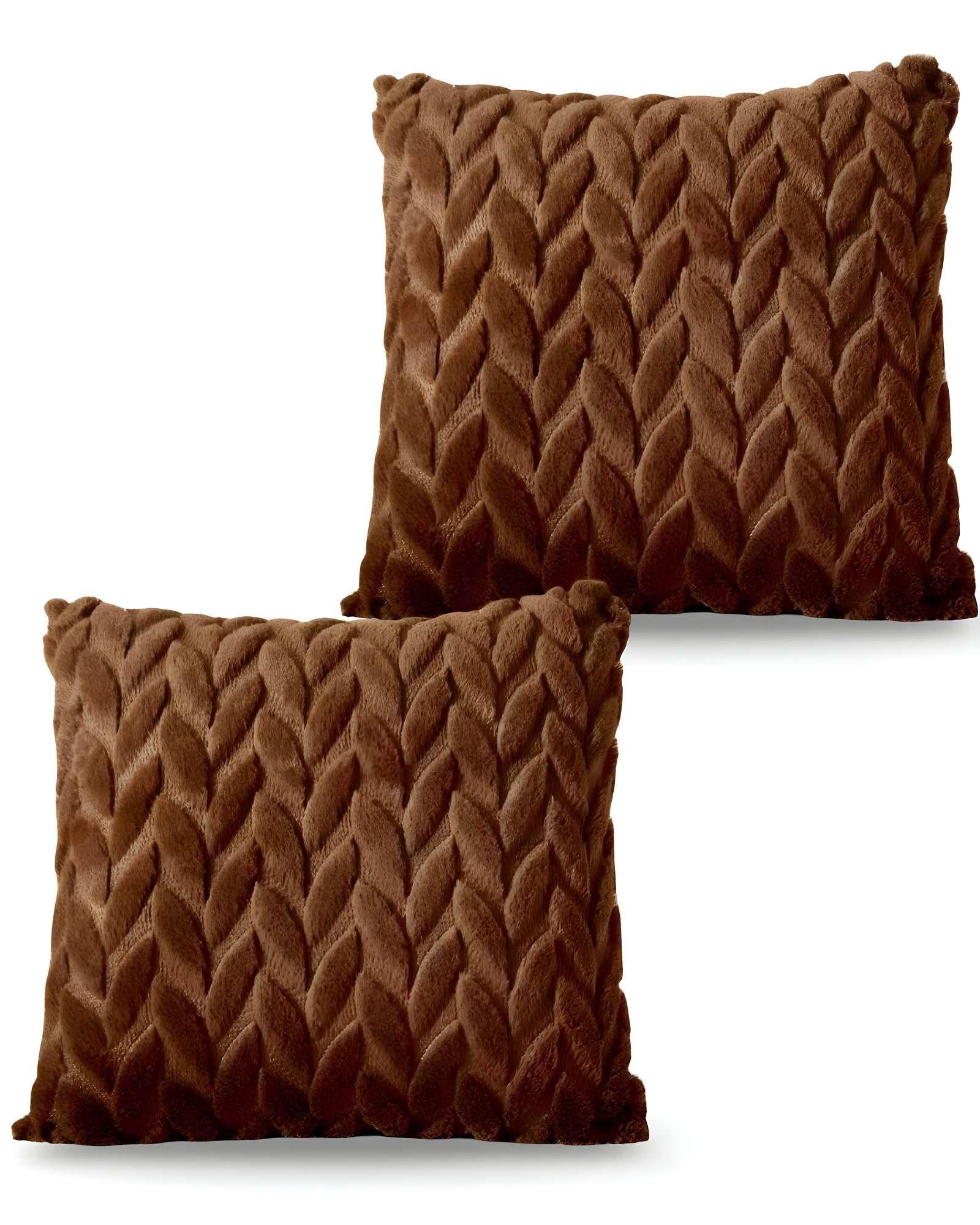 PACK DE 2 FUNDAS DE COJINES DISEÑO ESPIGA 45CM X 45 CM MARRON-2