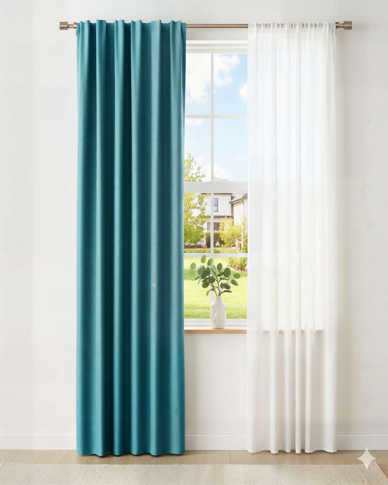 CORTINA BLACKOUT ENGOMADA 2 PAÑOS COLOR VERDE PETROLEO-3