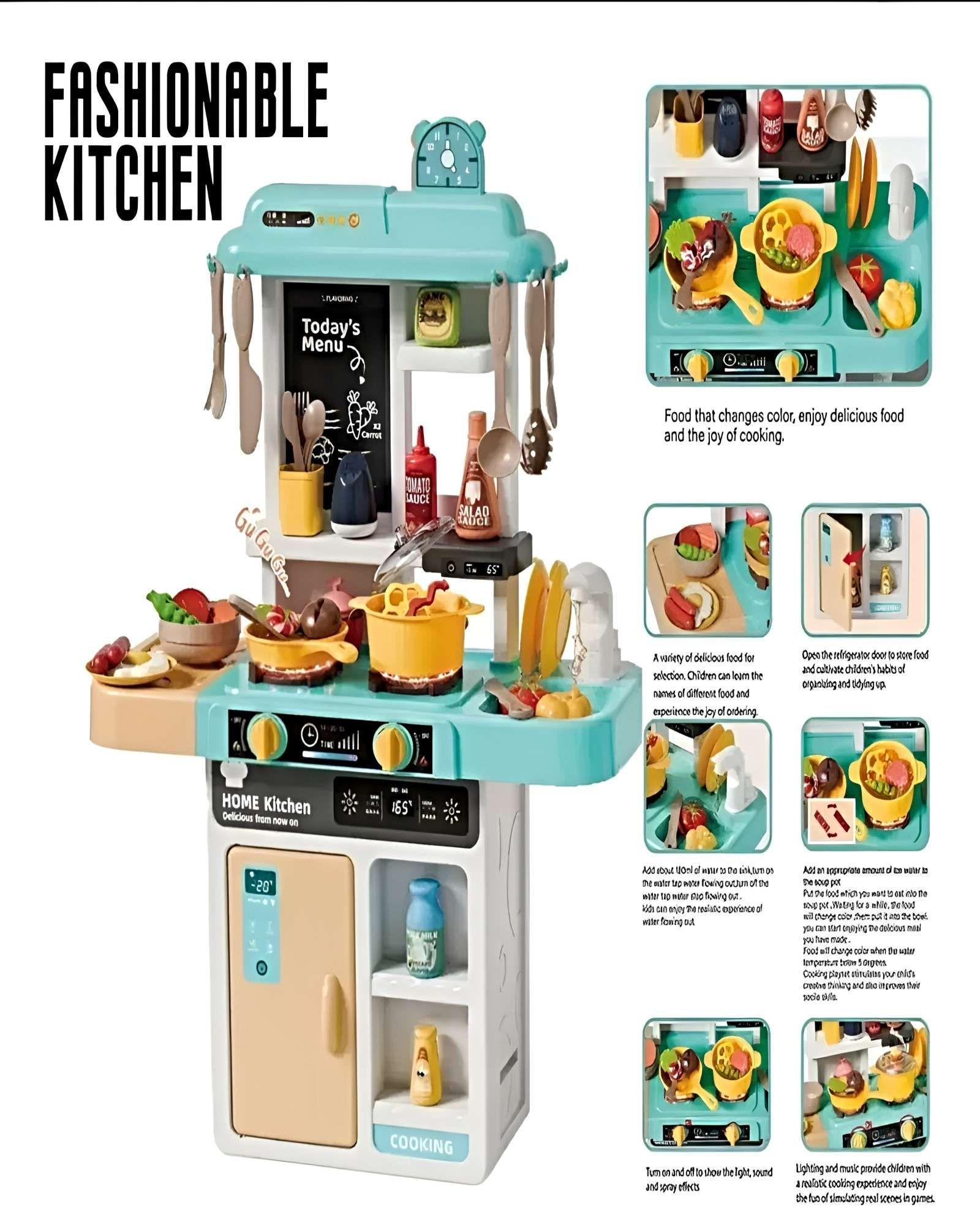 Gran Cocina Infantil de Juguete con Efectos Realistas de Luz, Sonido y Agua – 43 Piezas verde-2