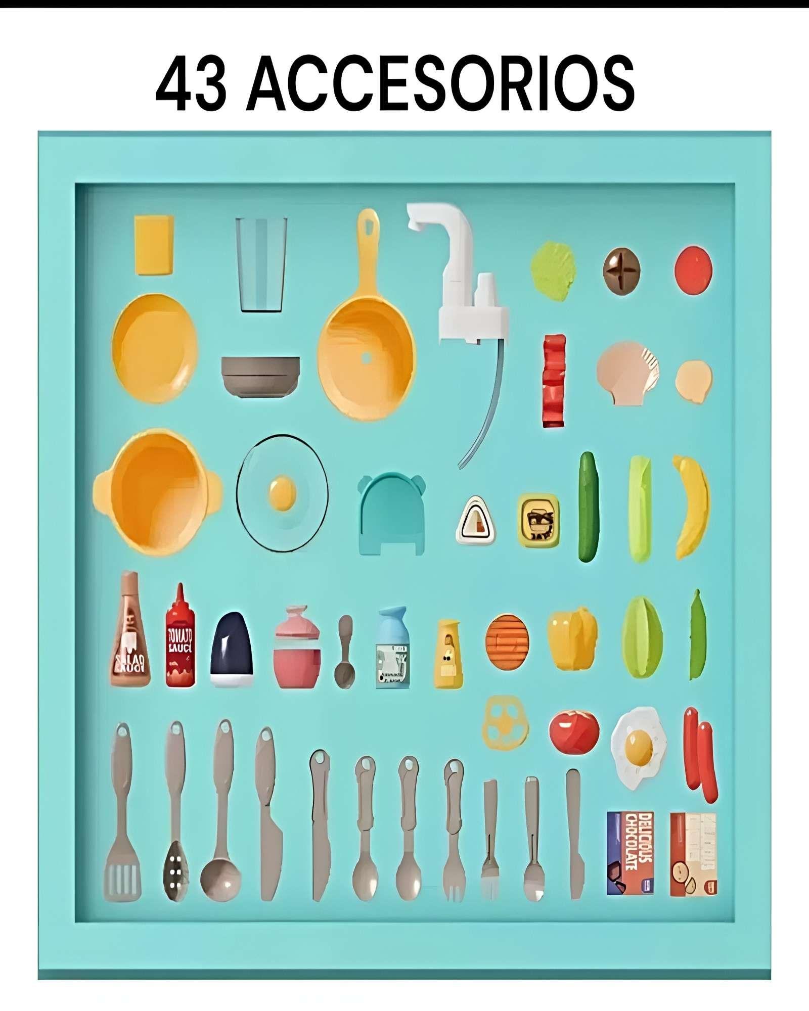 Gran Cocina Infantil de Juguete con Efectos Realistas de Luz, Sonido y Agua – 43 Piezas verde-3