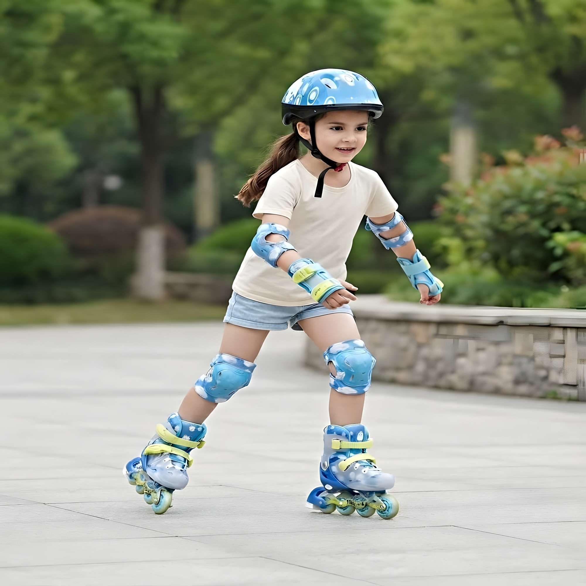 PATIN LINEAL CON LUCES Y KIT TALLA S 31-34 AZUL CLARO-0