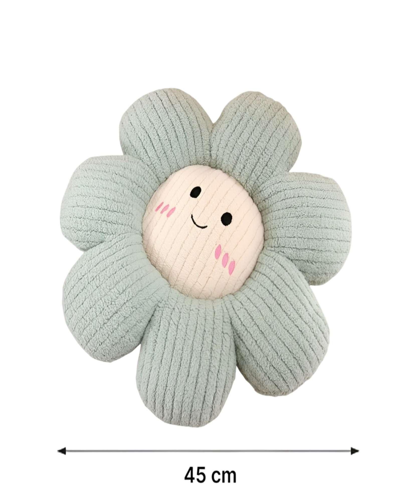 COJIN DECORATIVO FLOR KAWAII 45CM CELESTE-1