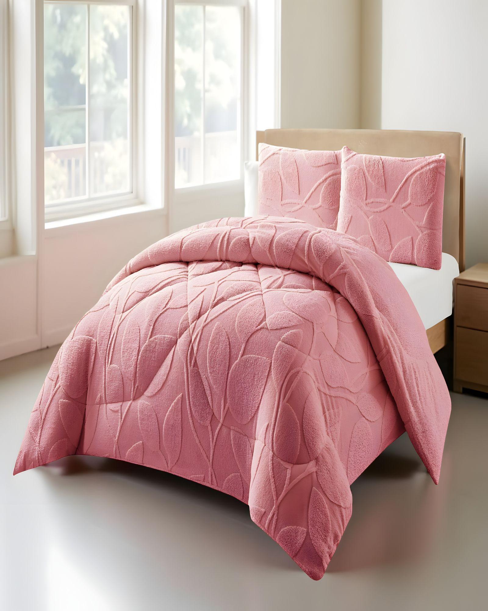 COBERTOR DE INVERNO TEXTURIZADA DISEÑO 01 PLAZA Y MEDIA ROSA-2