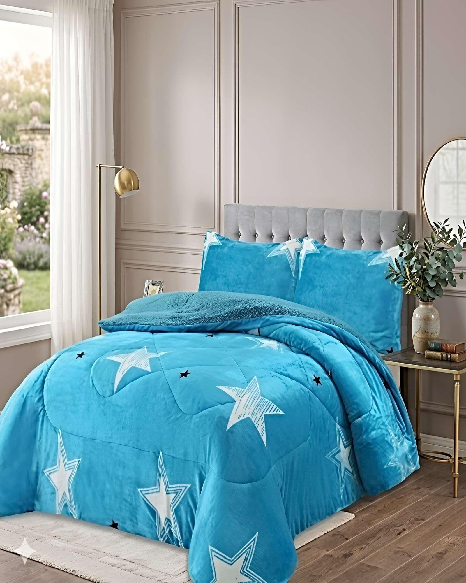 COBERTOR DE INVIERNO PLUSH 1.5 PLAZA 180X200CM CELESTE-2