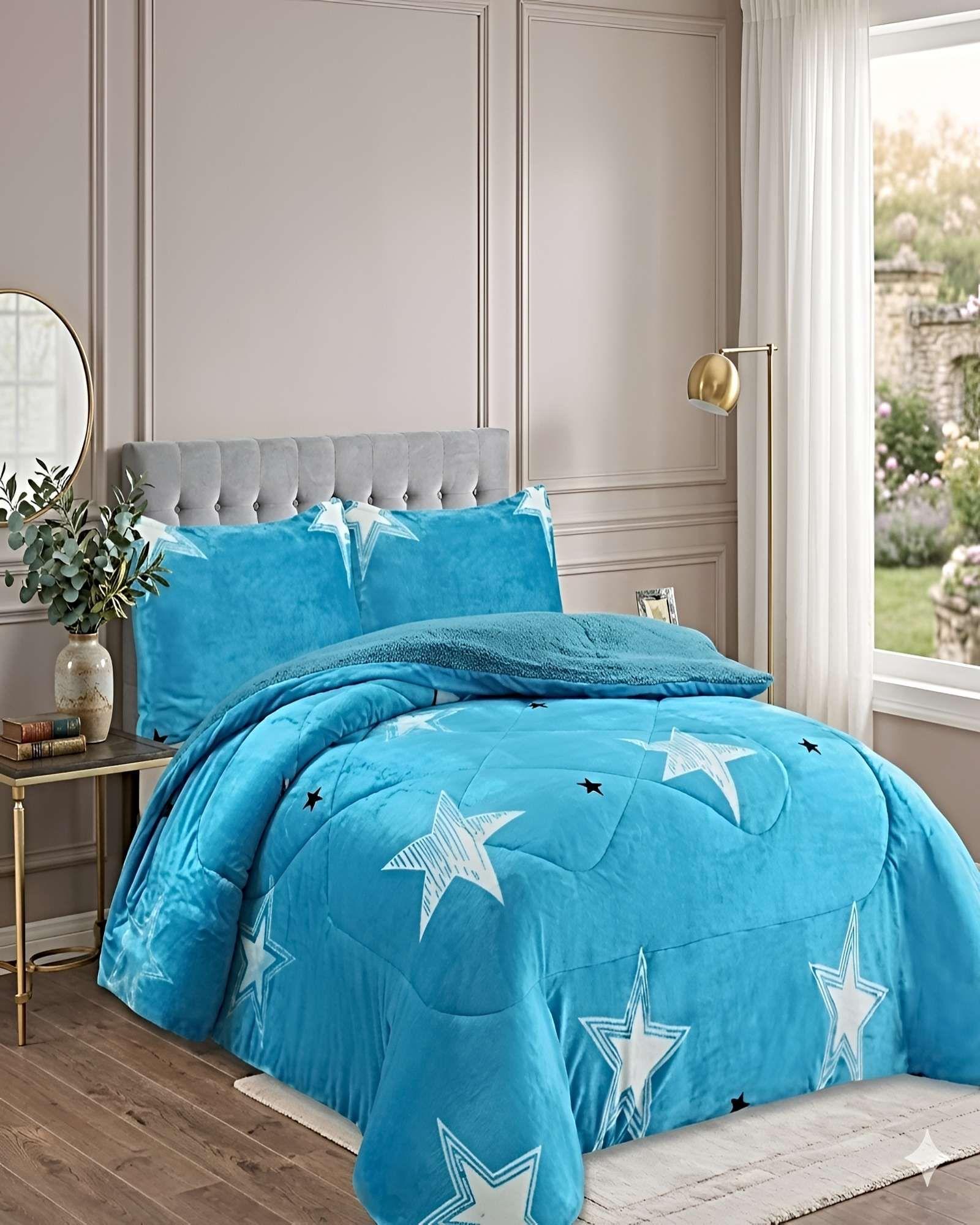 COBERTOR DE INVIERNO PLUSH 1.5 PLAZA 180X200CM CELESTE-3