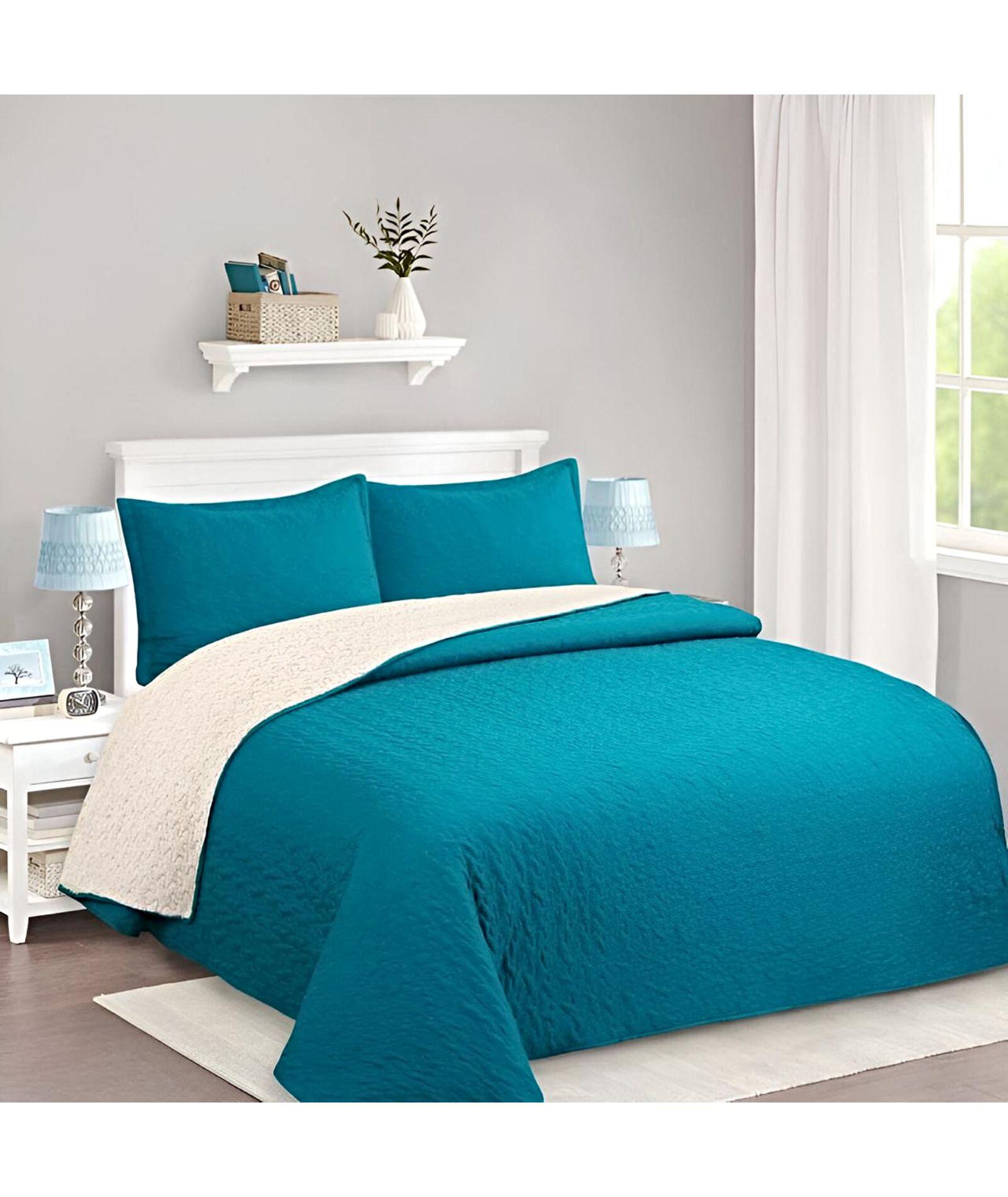 CUBRECAMA QUILT SHERPA INVIERNO PLAZA Y MEDIA C22-2