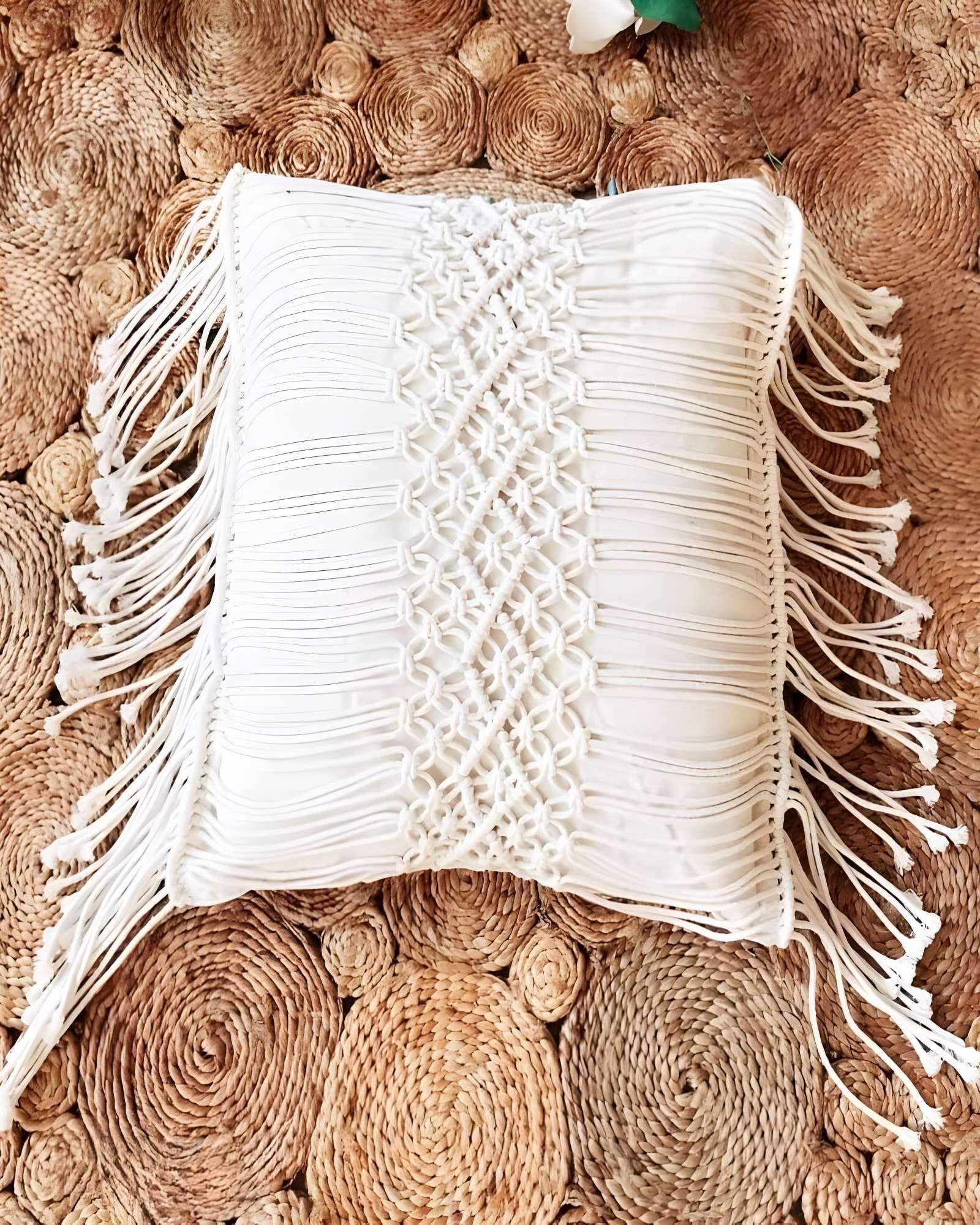 SET DE 2 FUNDAS DE COJIN ESTILO BOHEMIO 45X45 CM BLANCO 02-2