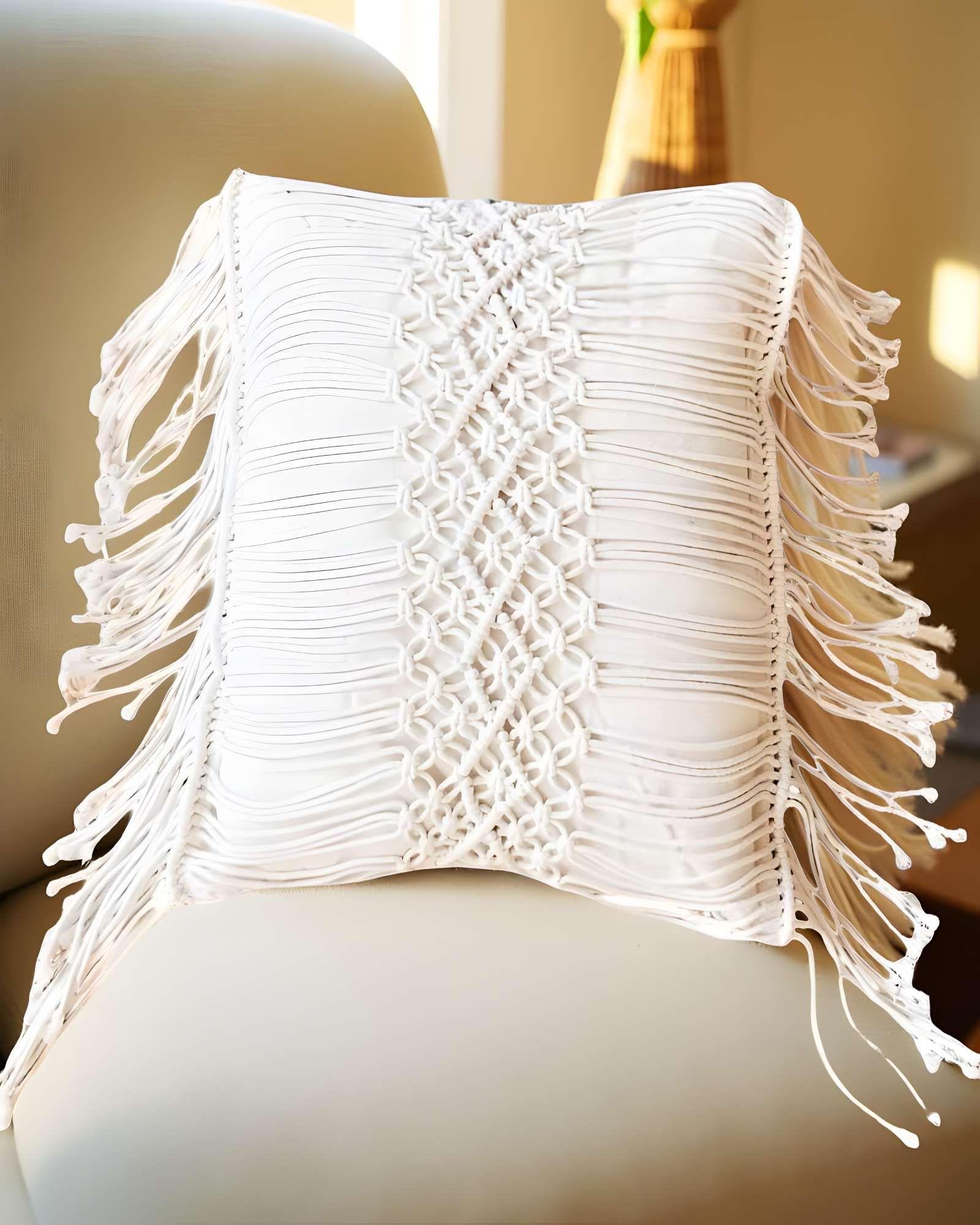 SET DE 2 FUNDAS DE COJIN ESTILO BOHEMIO 45X45 CM BLANCO 02-3