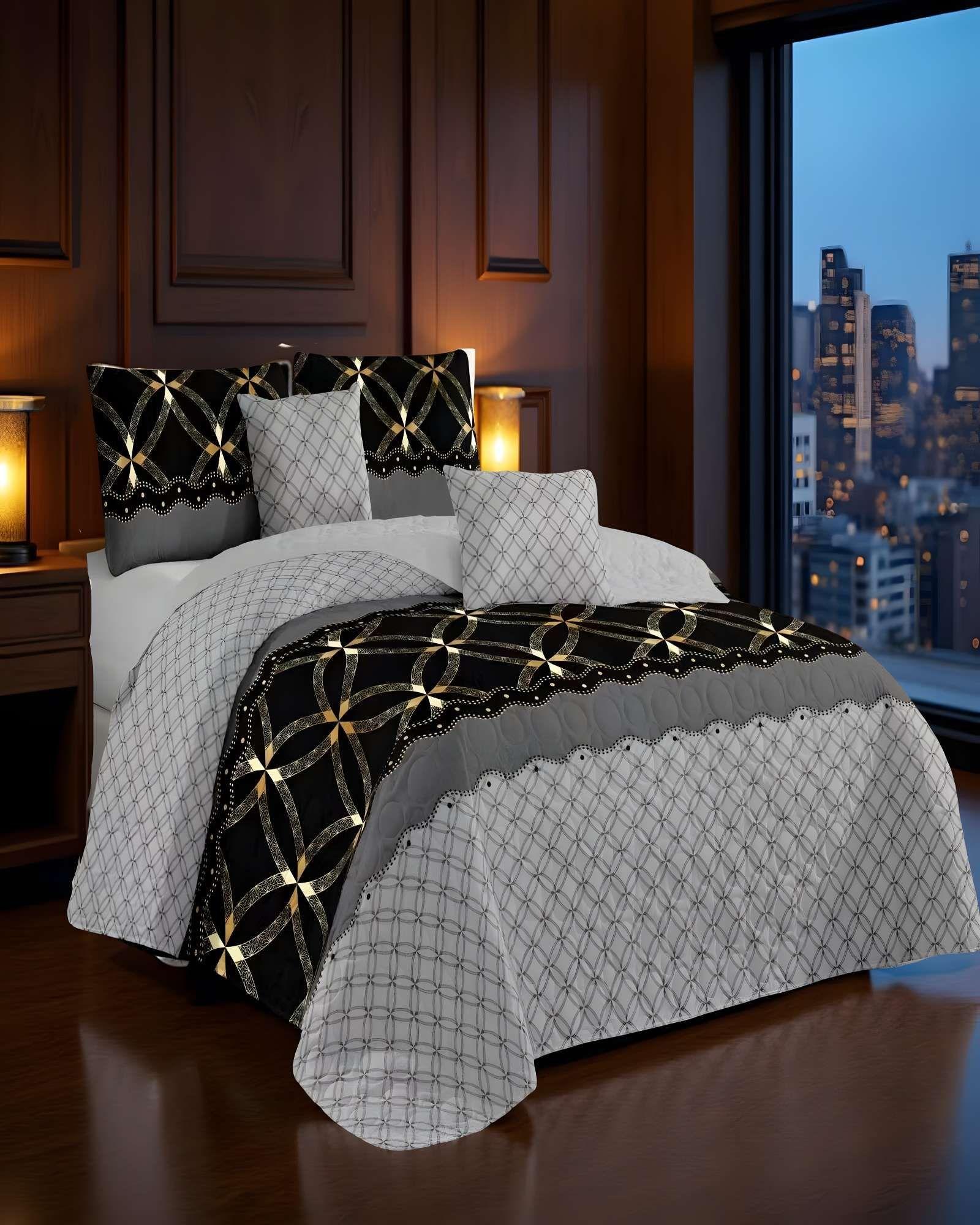 CUBRECAMA QUILT DE VERANO PLAZA Y MEDIA GRIS 01-3