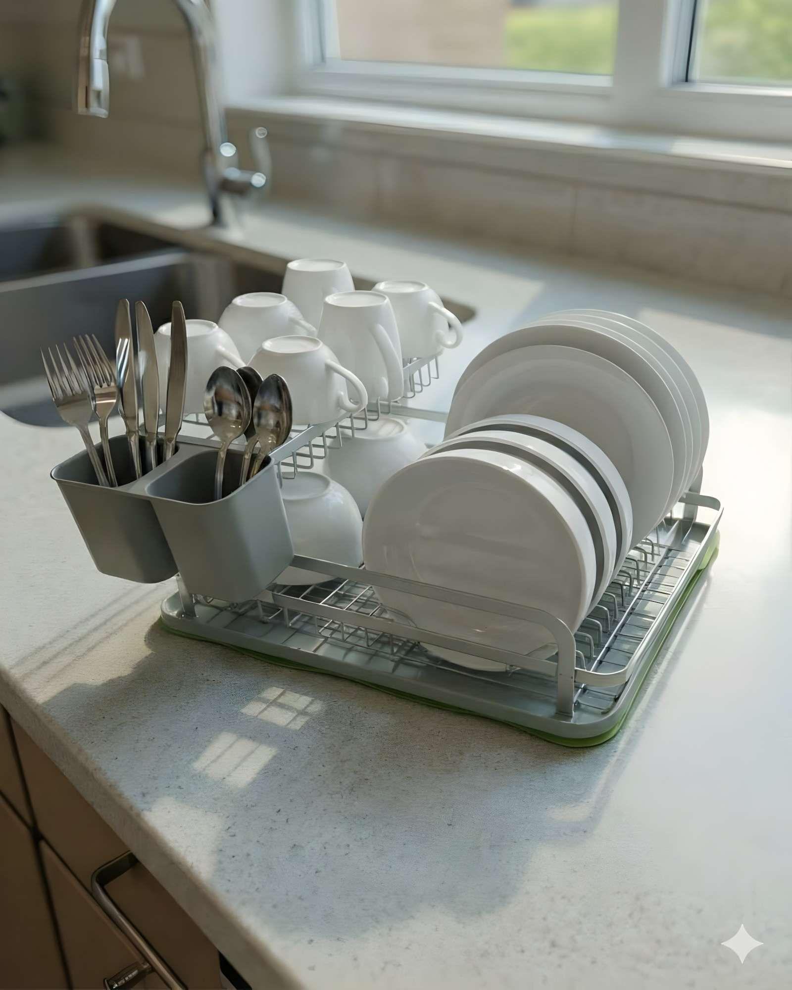 Escurridor de Platos 2 Niveles Máxima Organización y Estilo Moderno-3