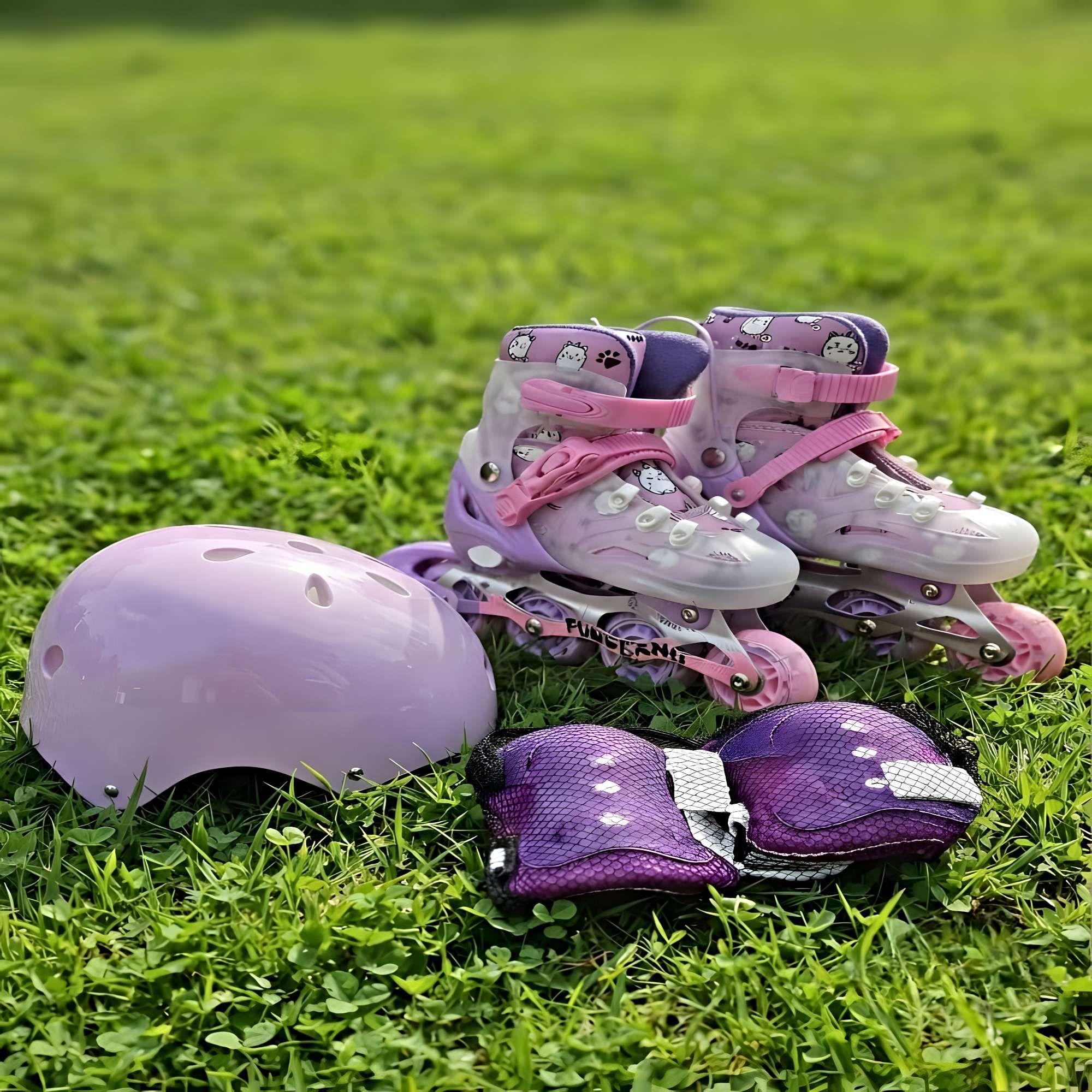 PATIN LINEAL CON LUCES Y KIT TALLA S 31-34 LILA2-1