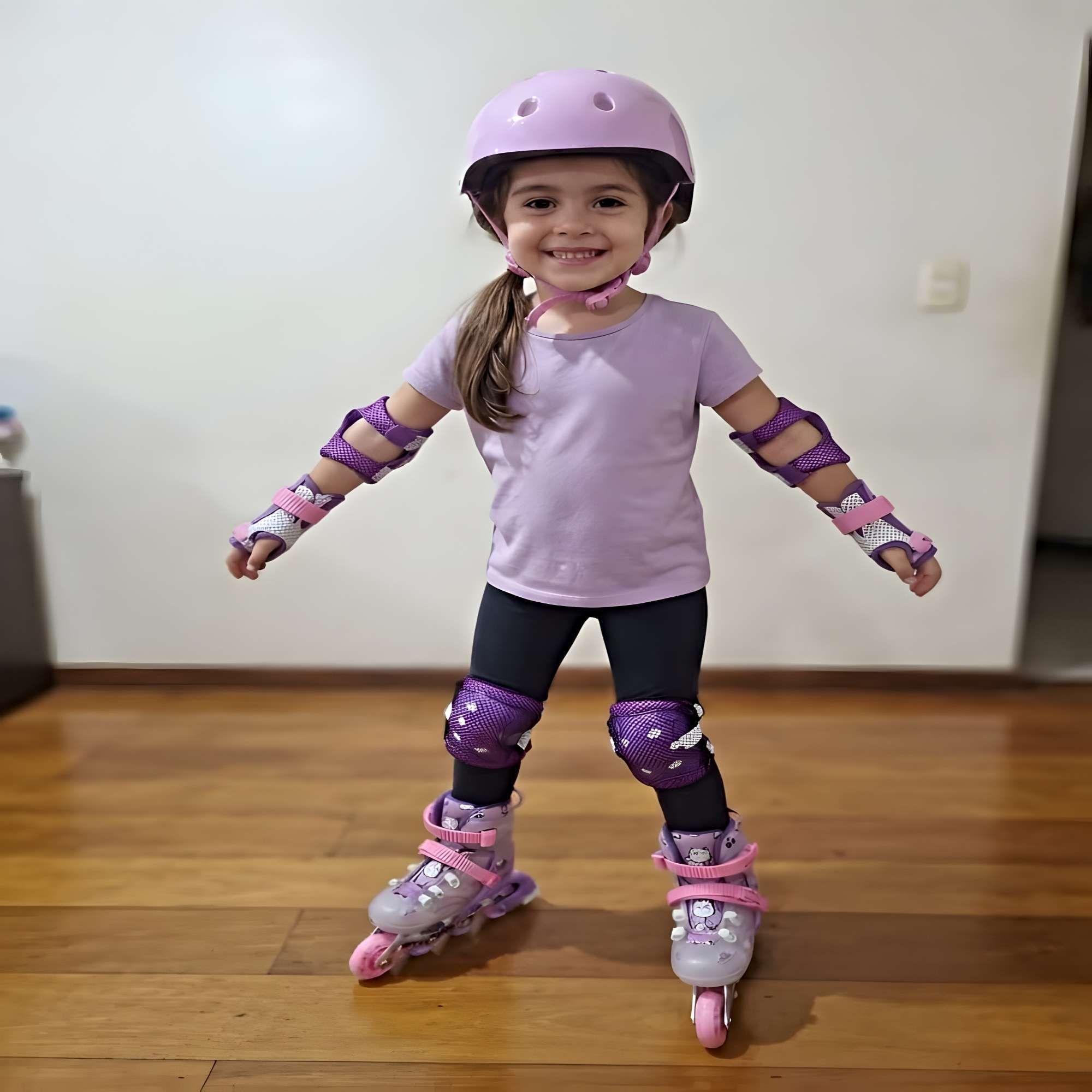 PATIN LINEAL CON LUCES Y KIT TALLA S 31-34 LILA2-3