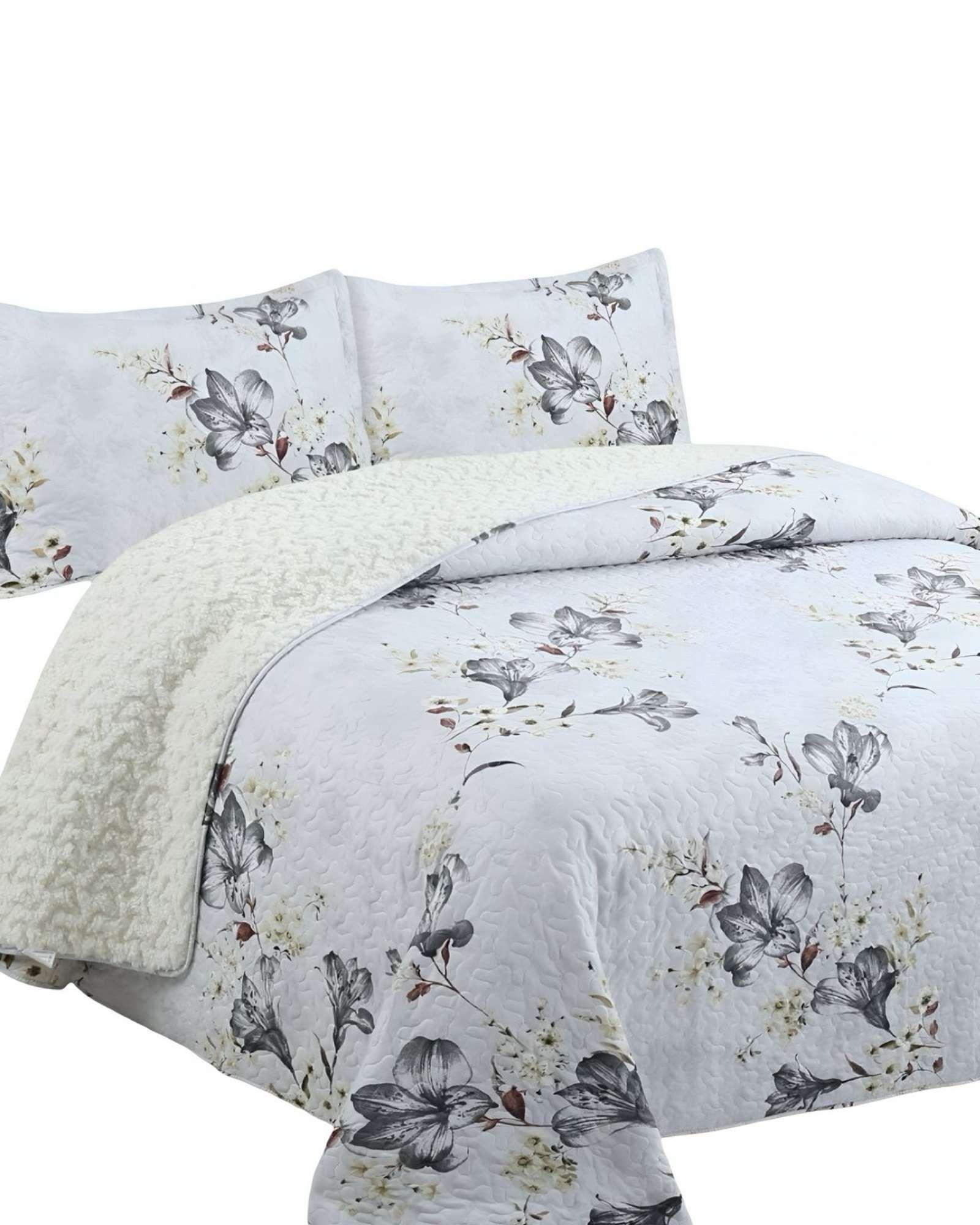 Quilt con sherpa 2 plaza blanco 230 cm x 250 cm J13-2