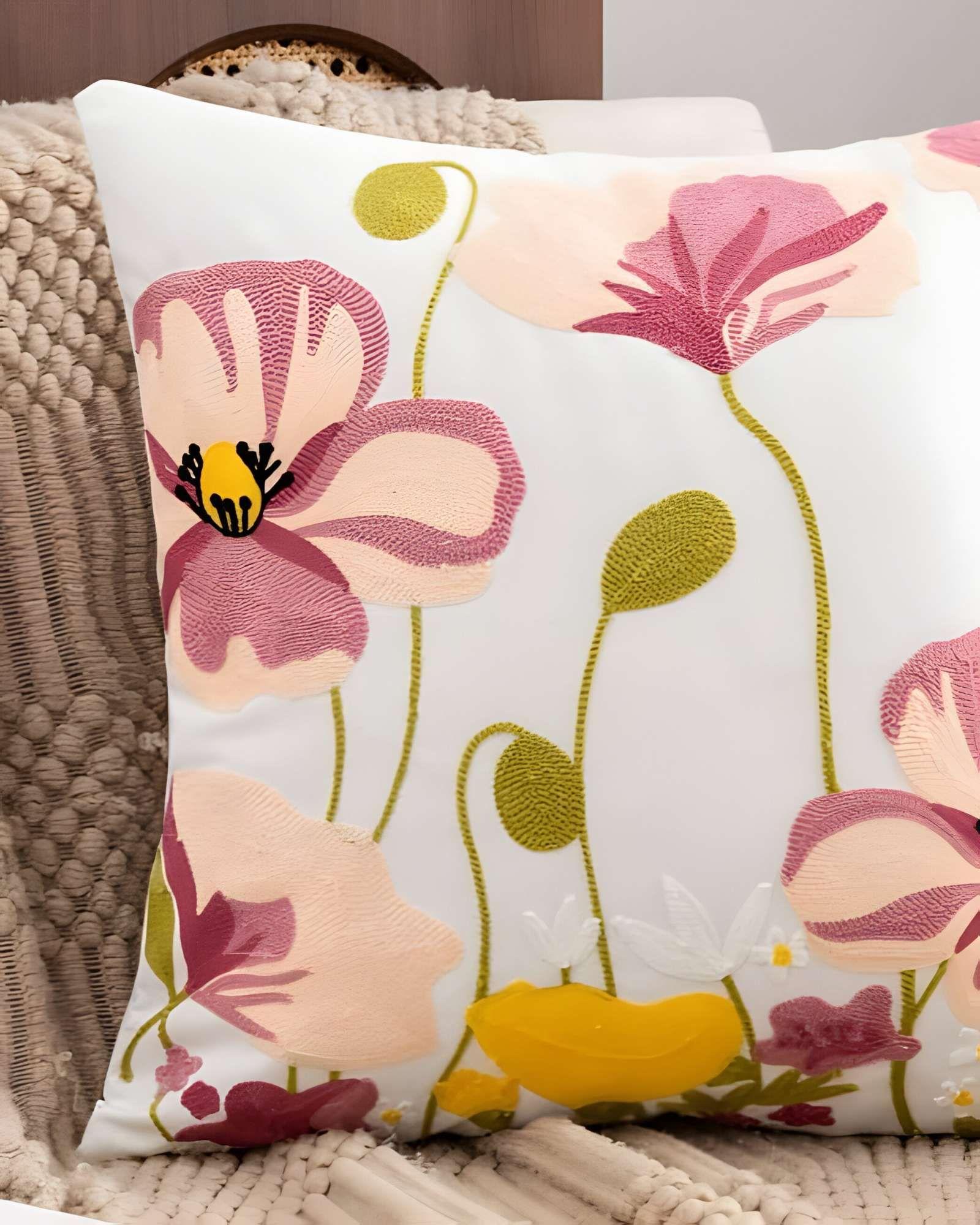 SET DE 2 FUNDAS DE COJIN BORDADAS 45X45 BLANCO 02-2