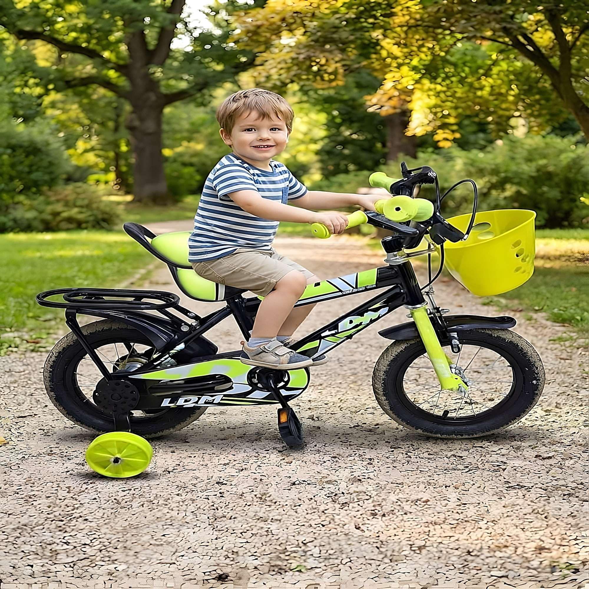 BICICLETA DE NIÑOS ARO 14 CON RUEDITAS COLOR AMARILLO-3