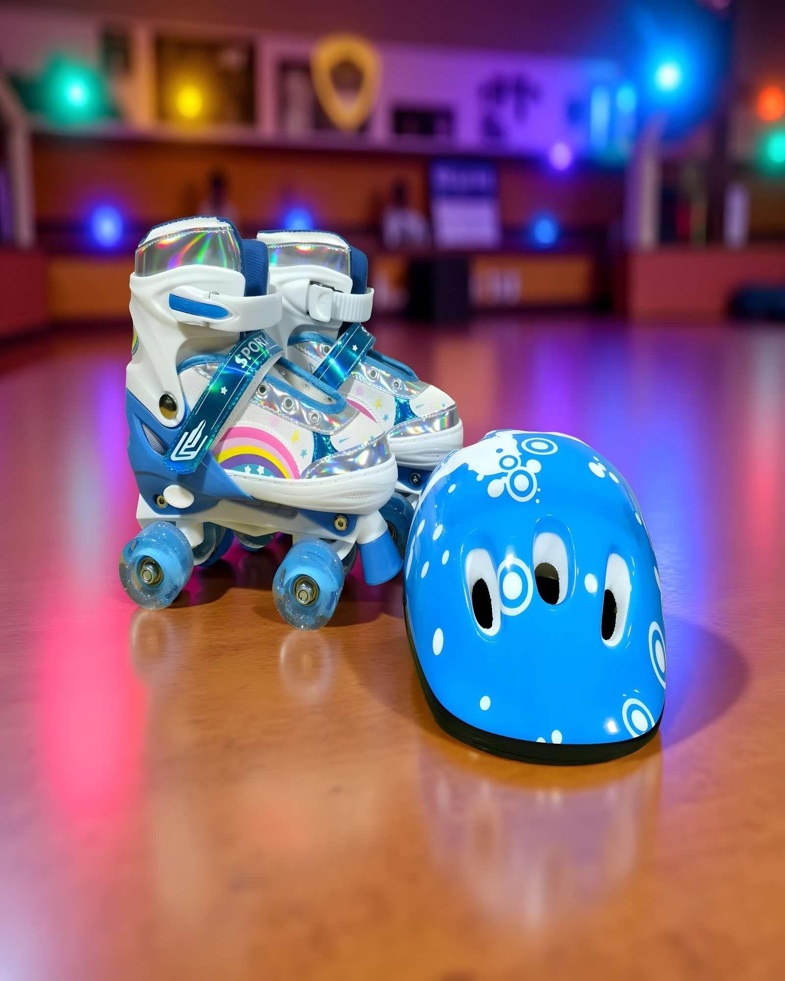 PATIN 4 RUEDAS CON LUCES Y KIT TALLA M 35-38 MUILTICOLOR1-2