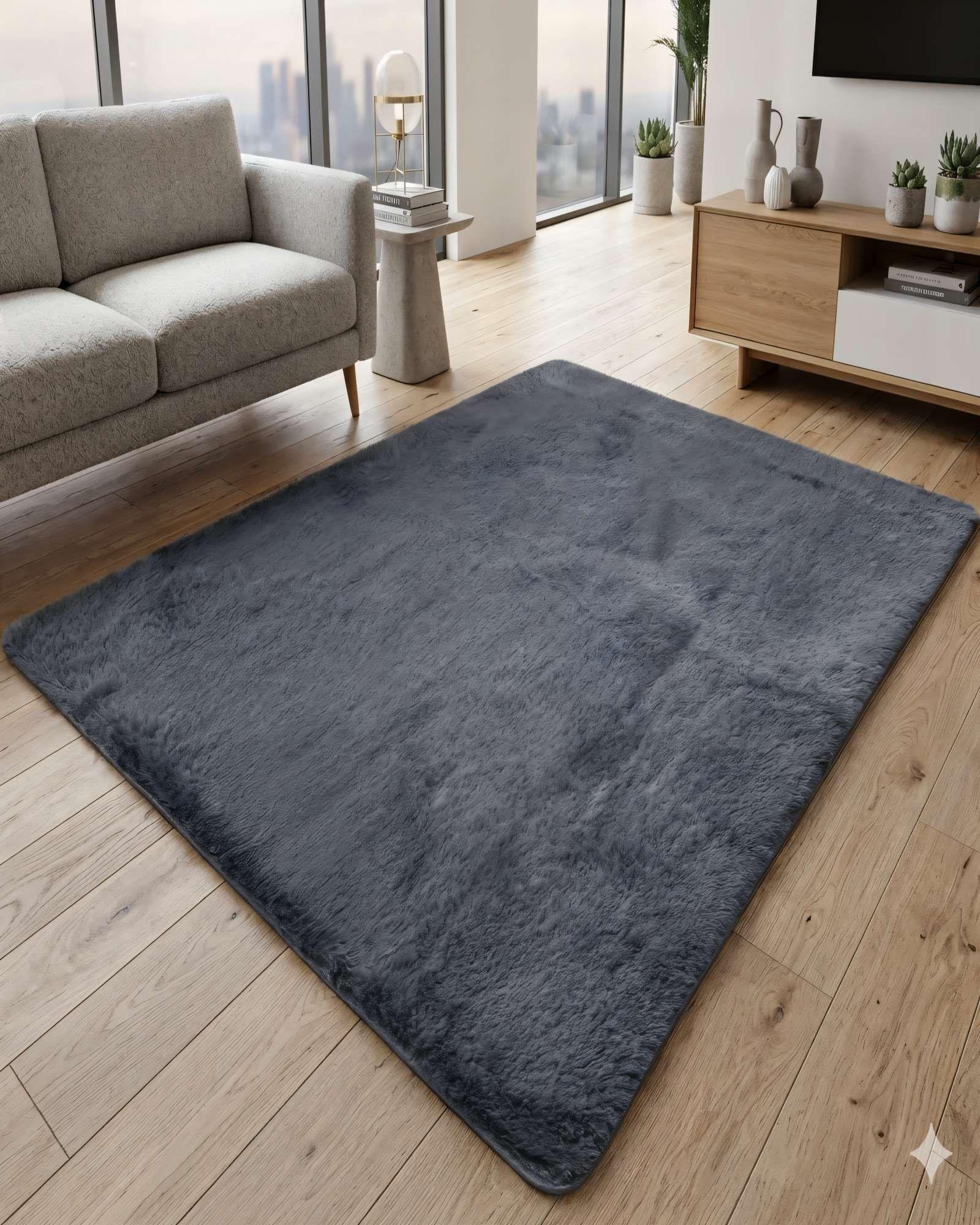 ALFOMBRA PELUDA 180X200 PREMIUM COLOR GRIS OSCURO-3