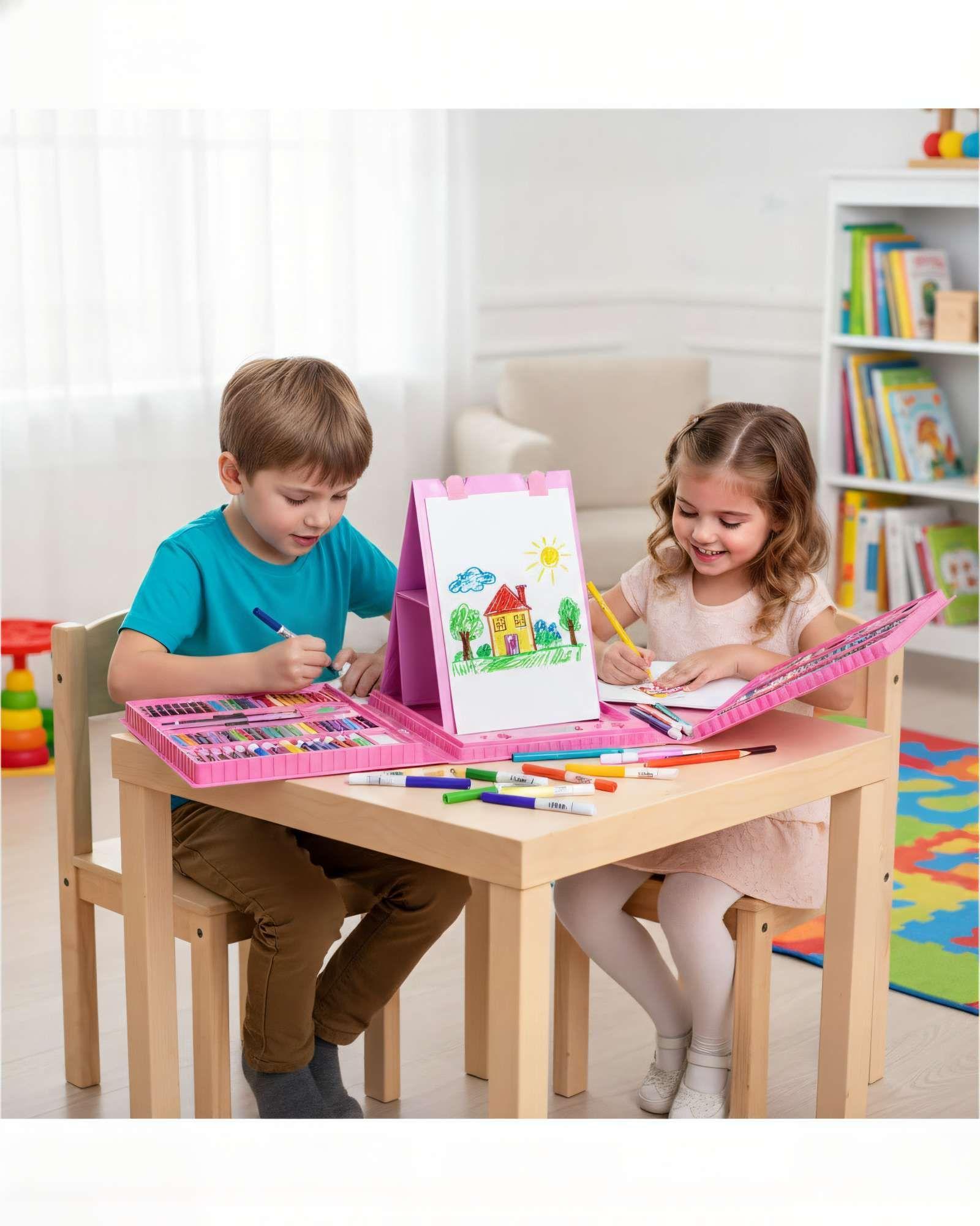 CAJA SET DE 208 LÁPICES COLOR ROSADO-2