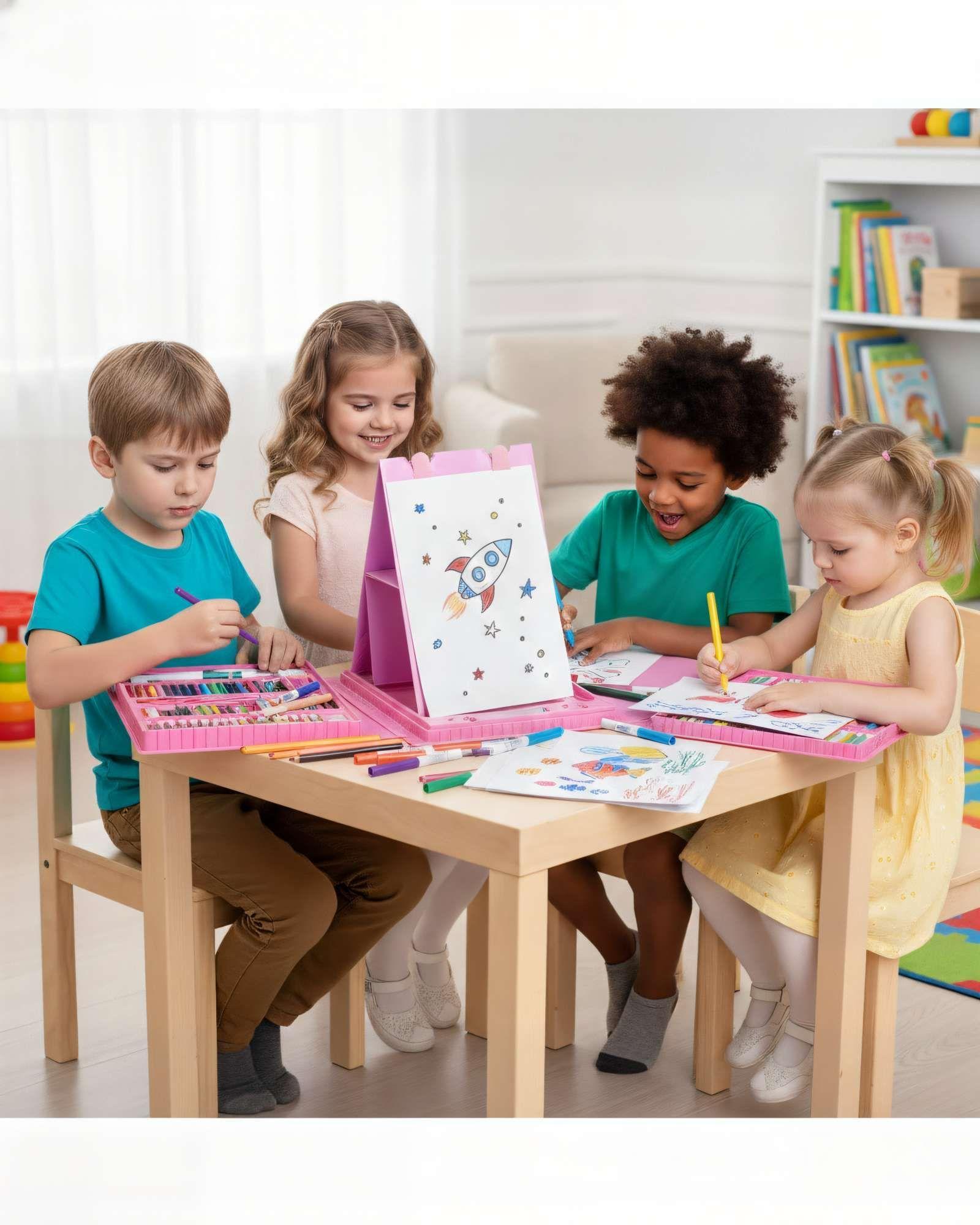 CAJA SET DE 208 LÁPICES COLOR ROSADO-3