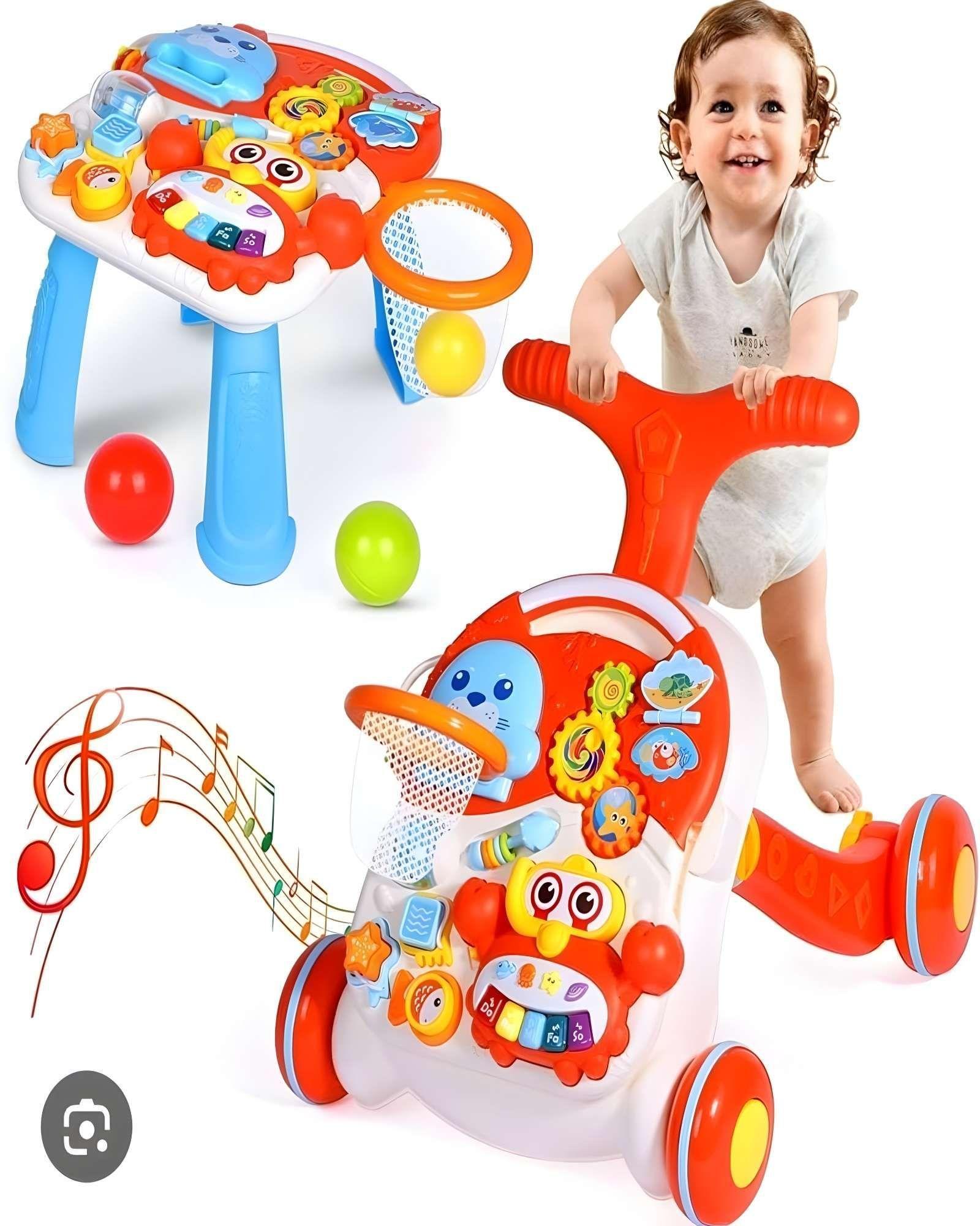 CAMINADOR Y MESA DE JUEGO BEBE 2 EN 1 ROJO-0
