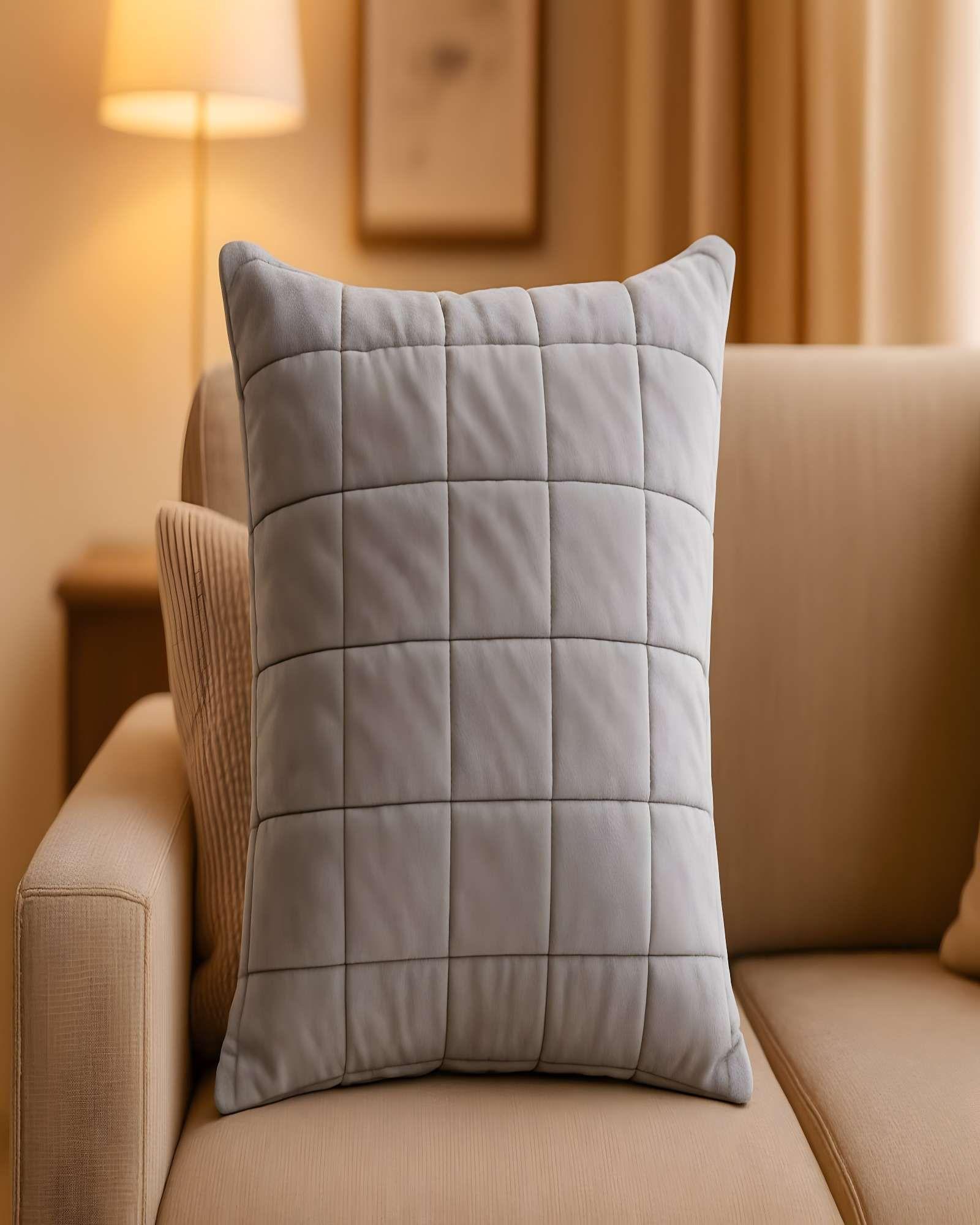 SET DE 2 FUNDAS DE COJIN TERCIOPELO GRID 45X45 GRIS-3