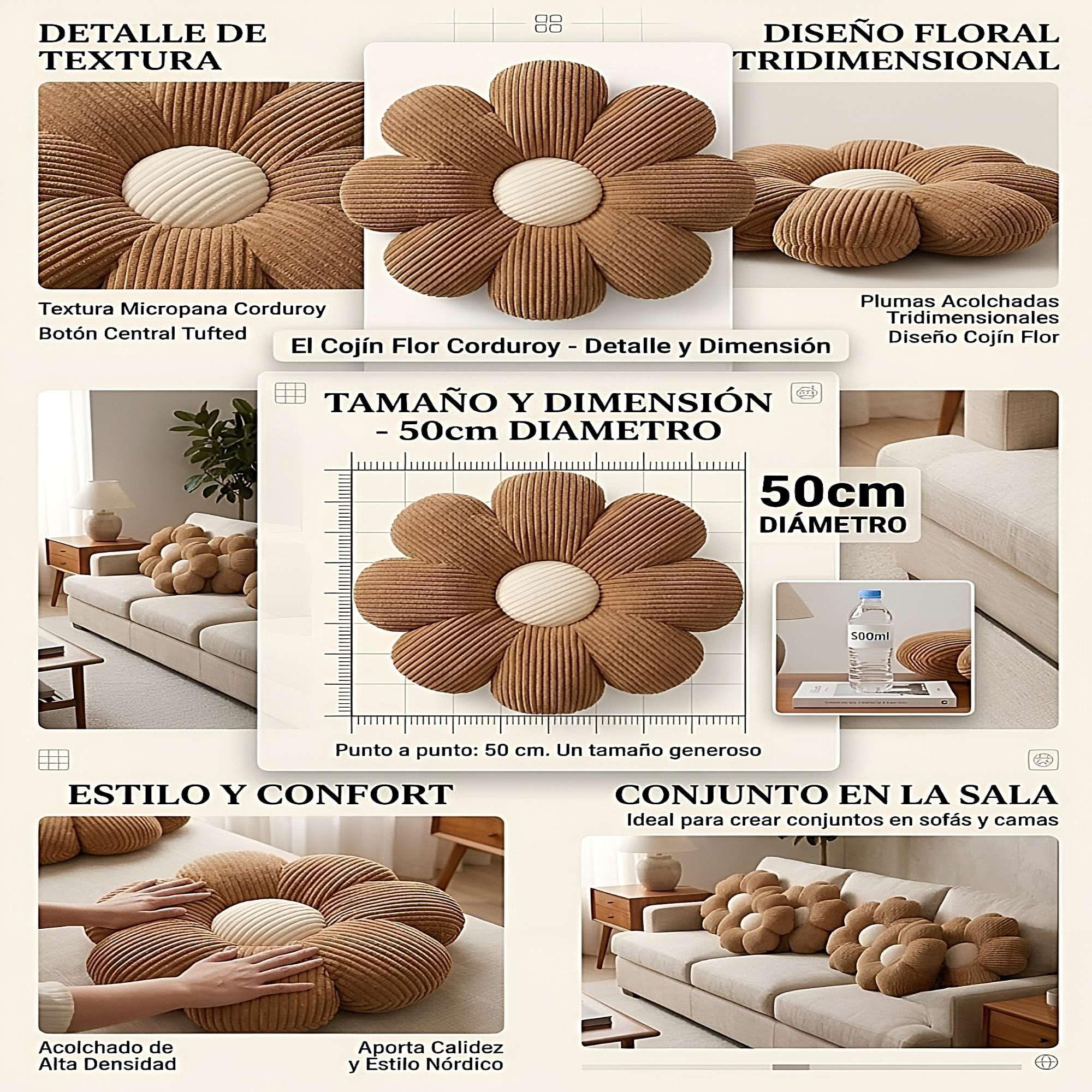 PACK DE 2 COJINES EN FORMA DE FLOR CAFÉ-2