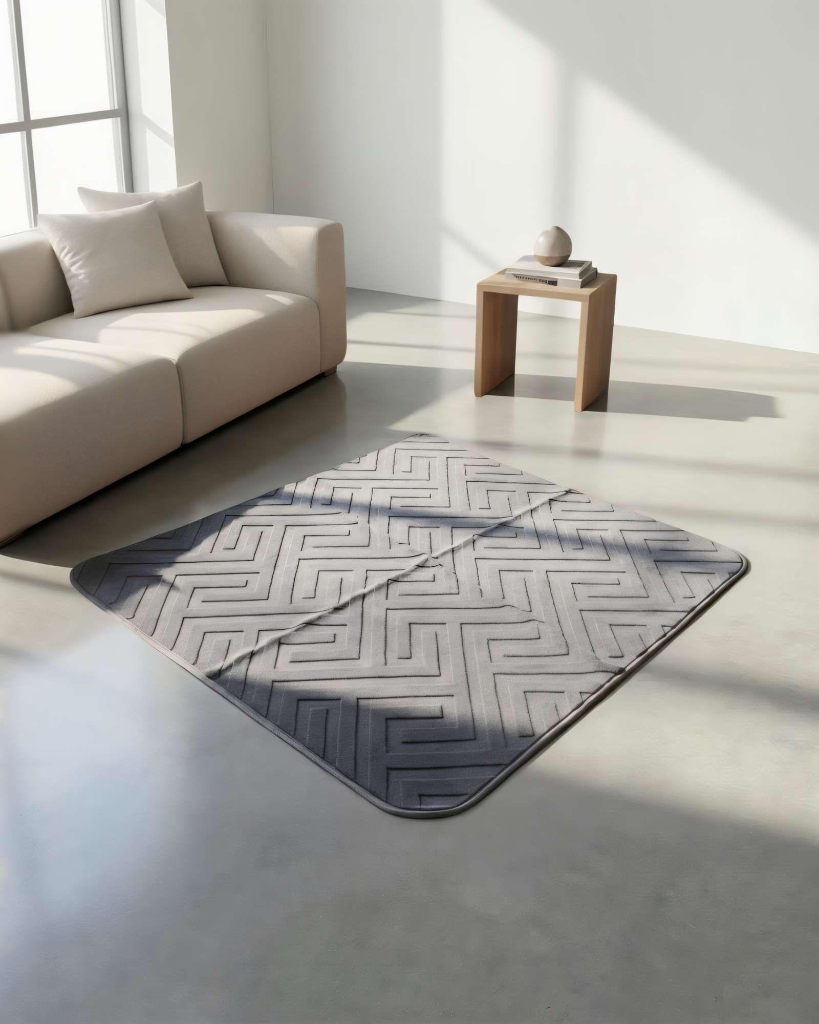 ALFOMBRA TEXTURIZADA 150X200CM COLOR GRIS -3