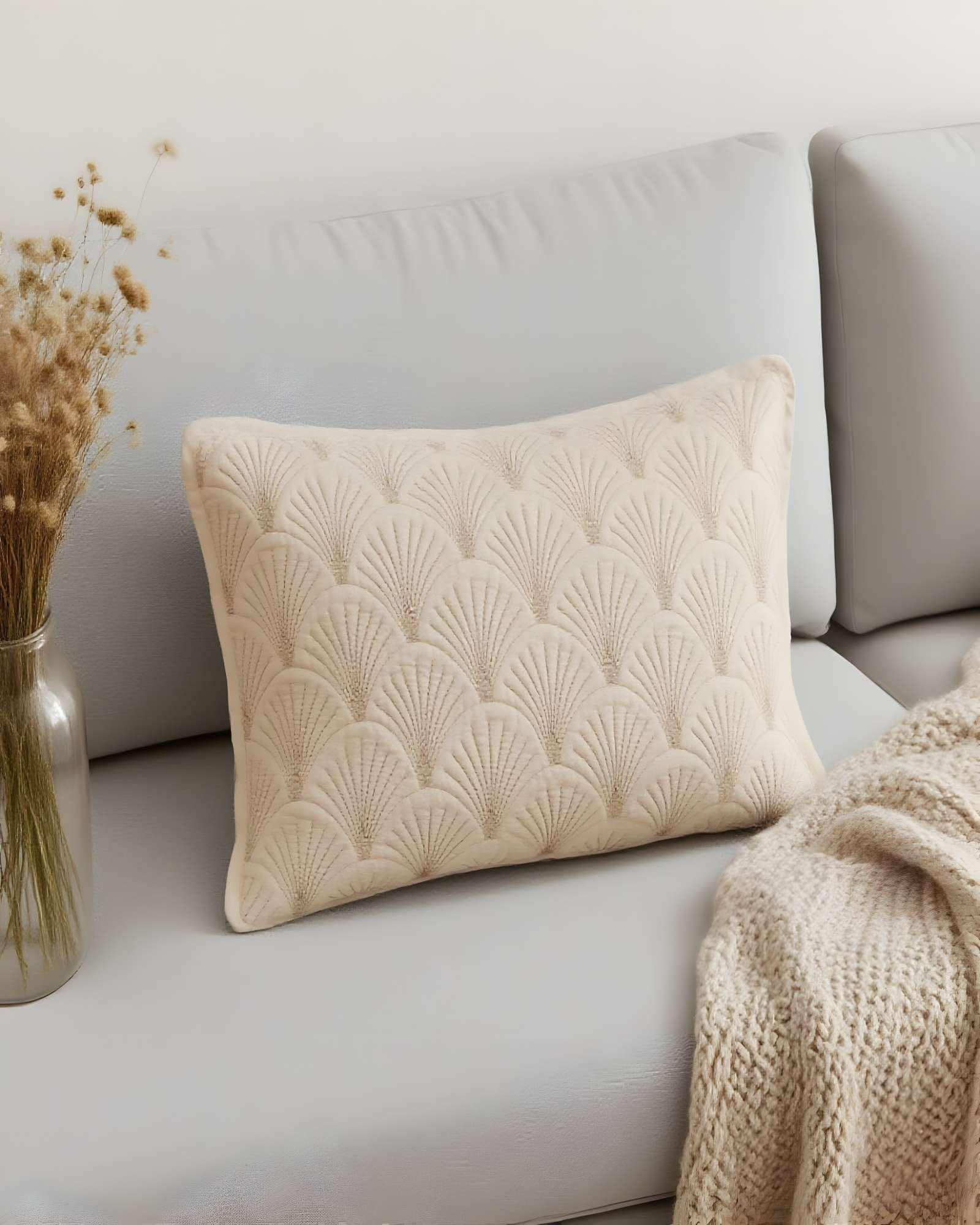 PACK DE 2 FUNDAS DE COJIN SERIE ABANICO 30X50 CM BEIGE-2