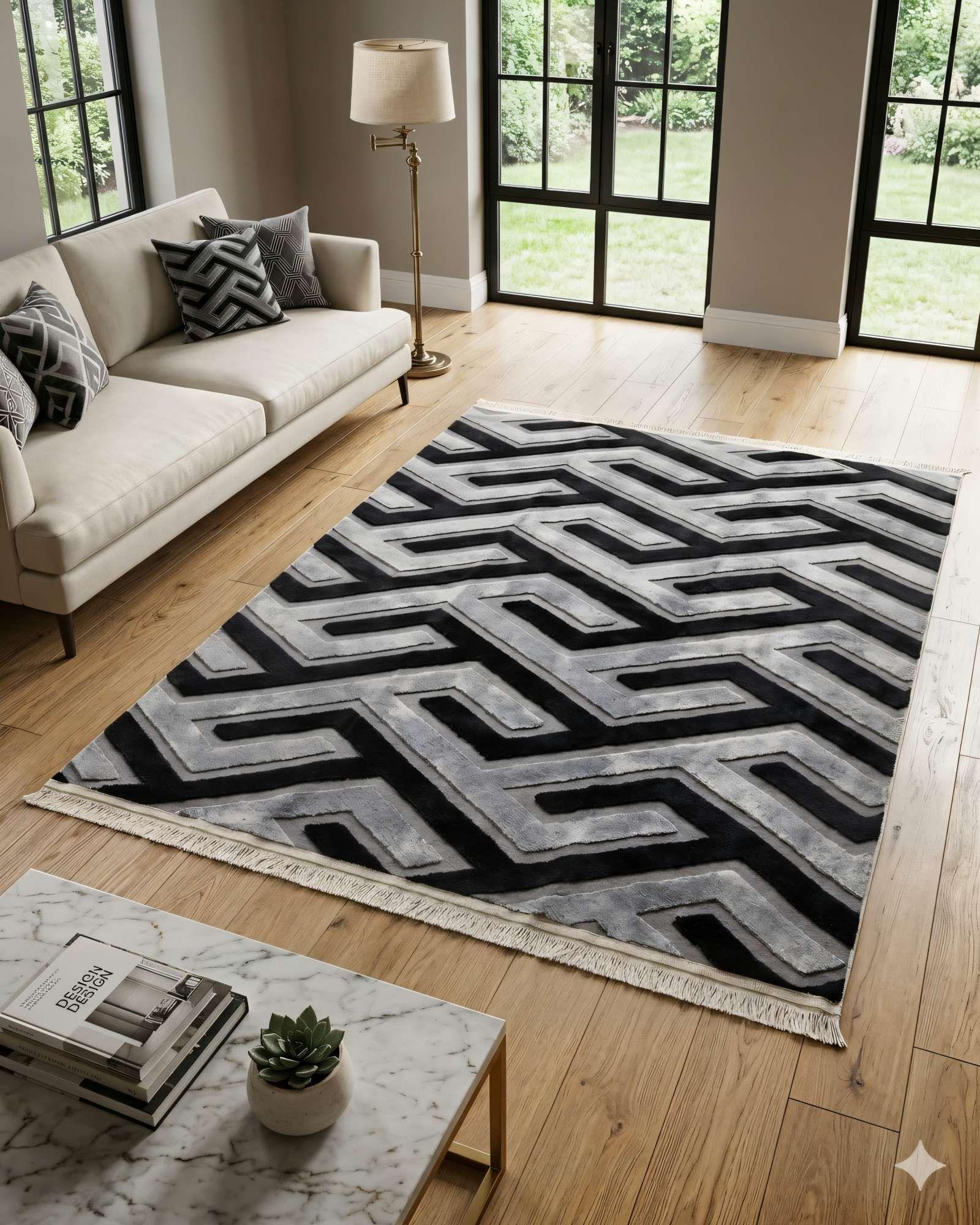 ALFOMBRA JACQUARD 150 X 200 DECORATIVA BICOLOR 5-3