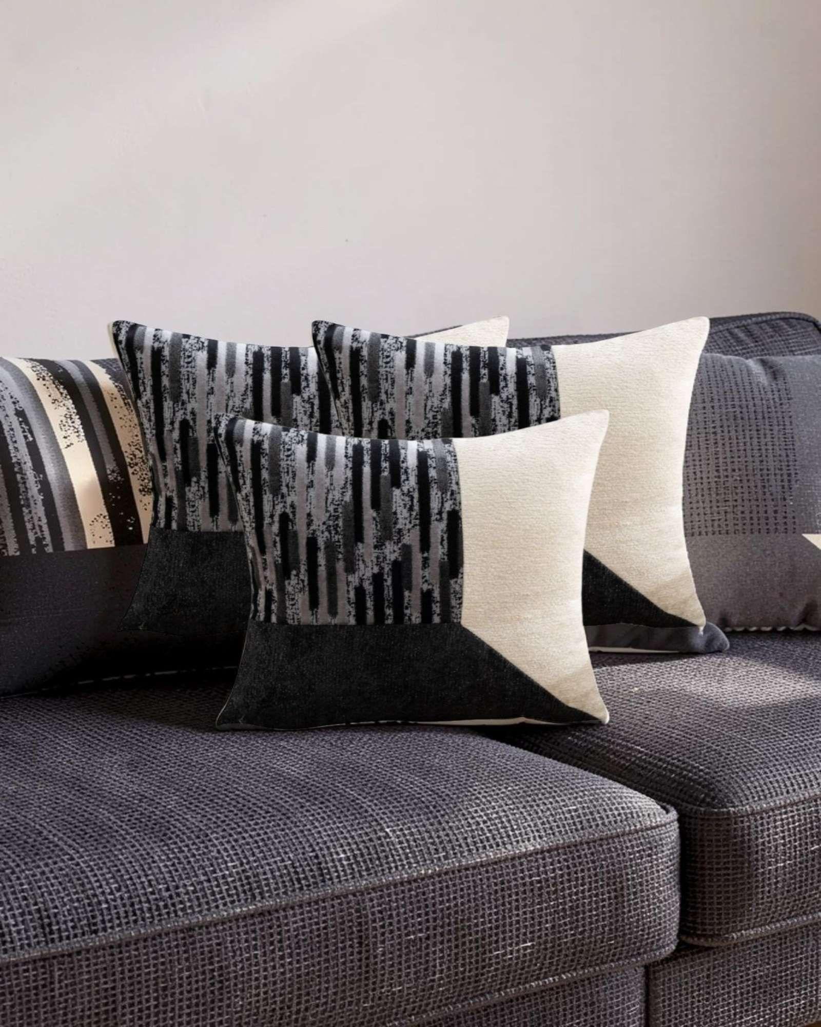 SET DE 3 FUNDAS DE COJIN CHENILLE DE EMPALME MULTICOLOR 1-2