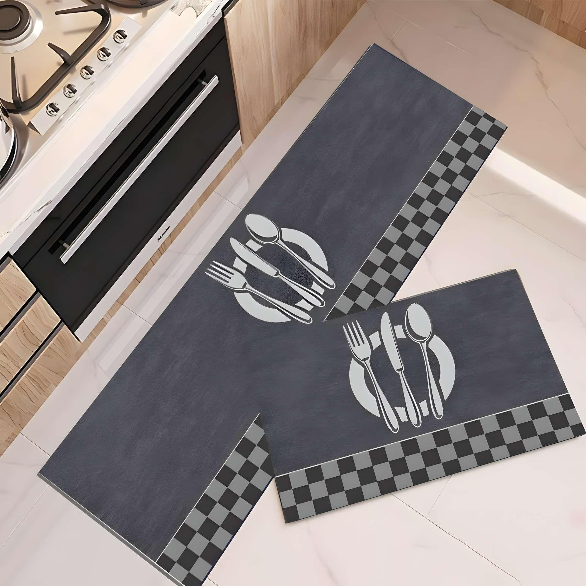 SET DE 2 ALFOMBRAS DE GOMA MINIMALISTAS PARA COCINA B16-2
