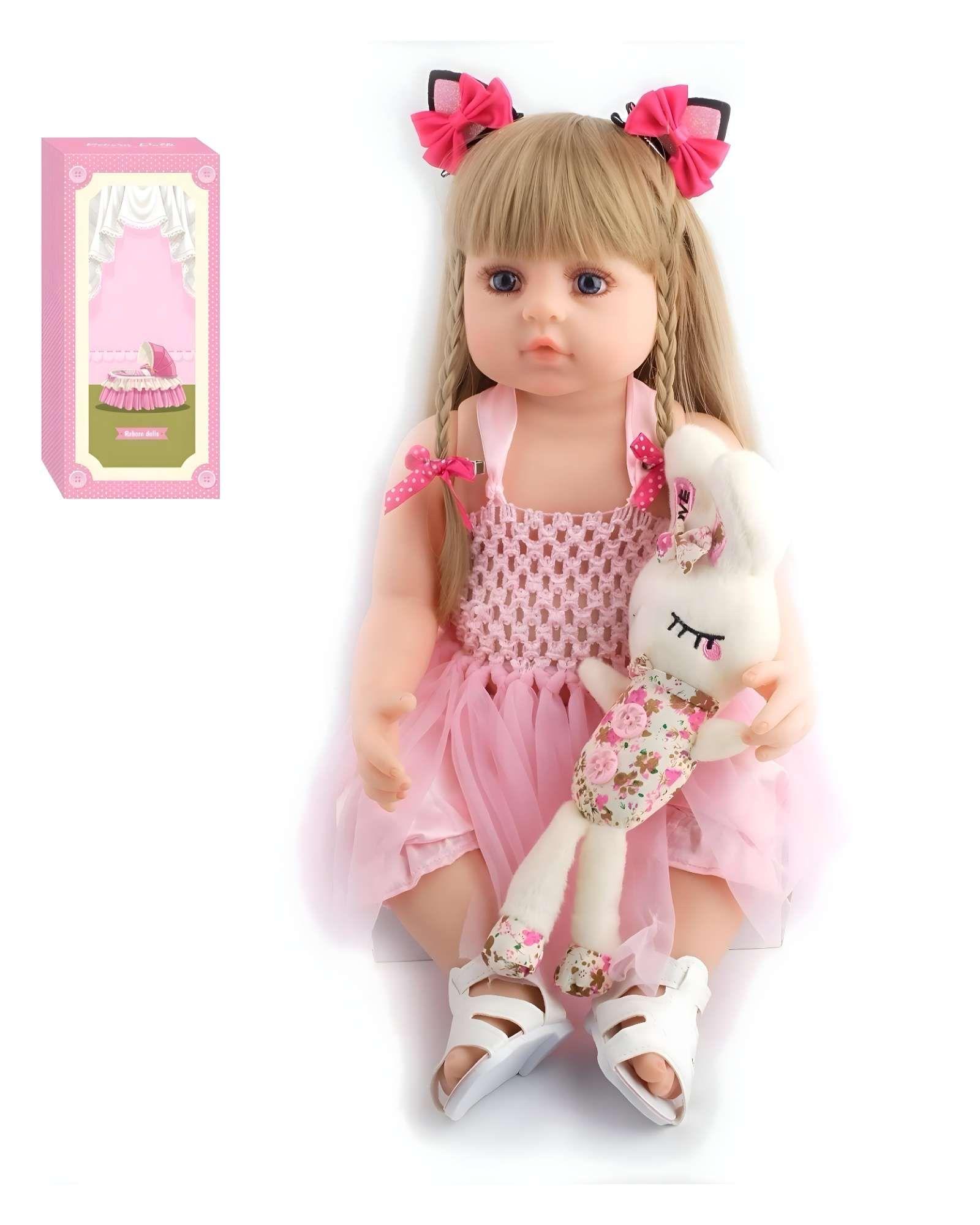 Muñeca infantil bebé realista silicona rosado-0