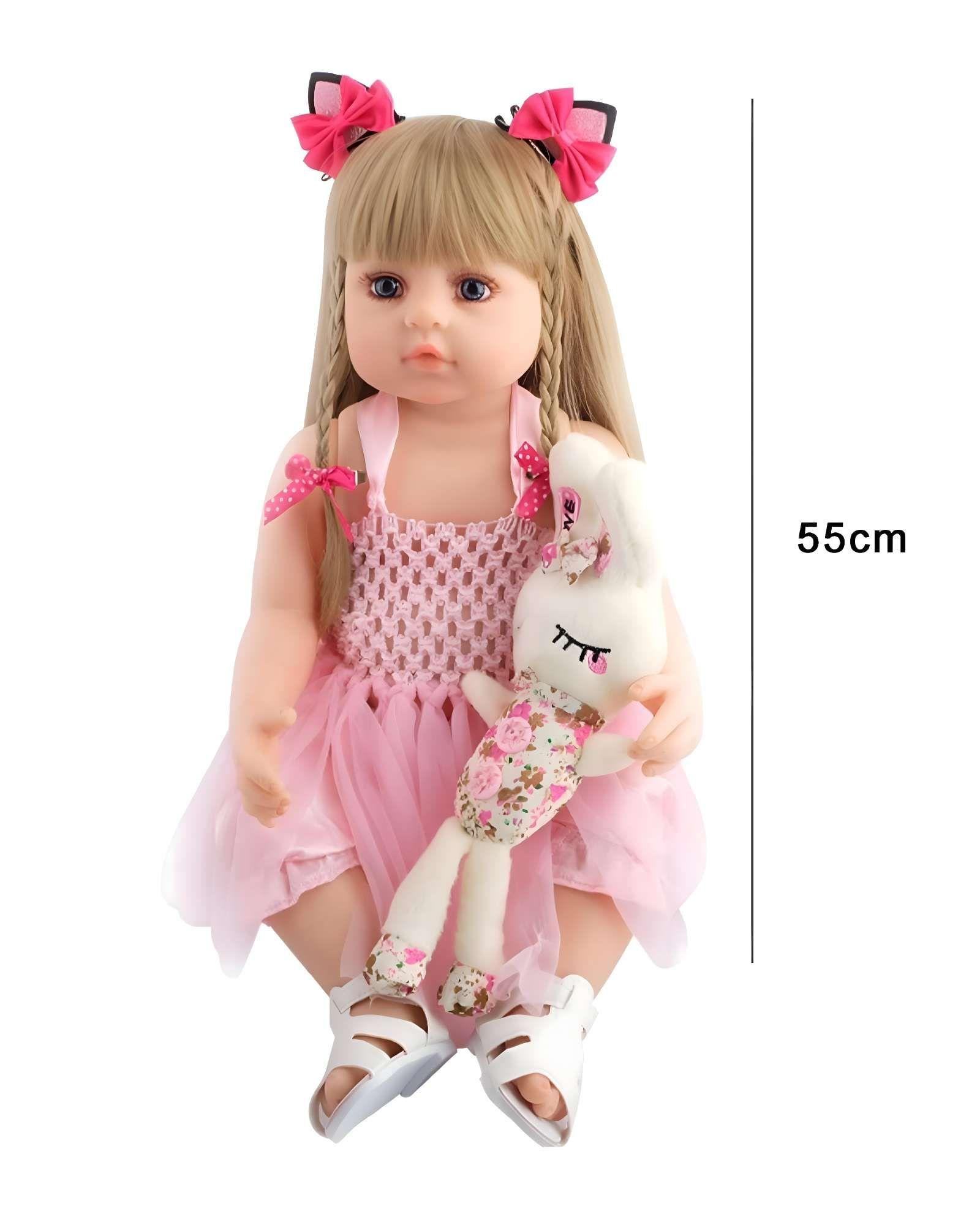 Muñeca infantil bebé realista silicona rosado-1