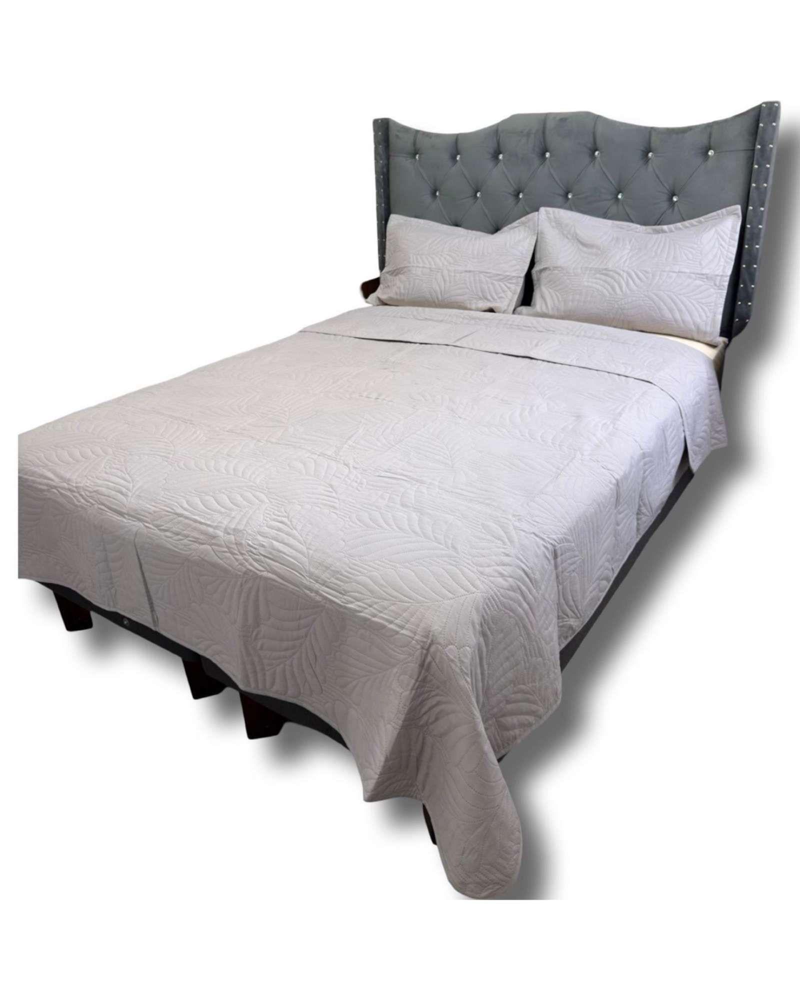 QUILT CUBRECAMA DE LUJO VERANO KING GRIS-1