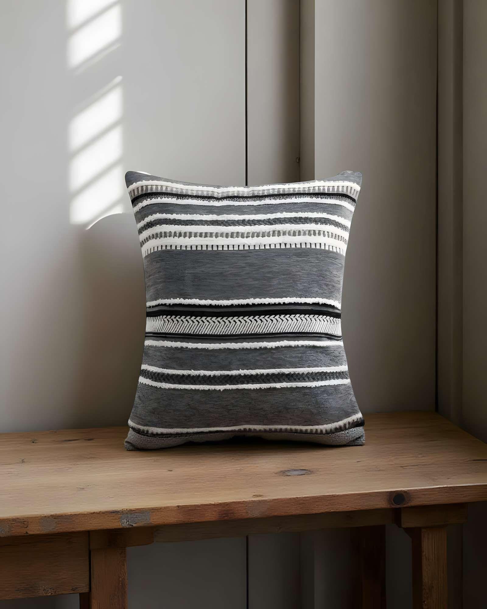 PACK DE 4 FUNDAS DE COJIN CON RELIEVE 45X45CM GRIS-2