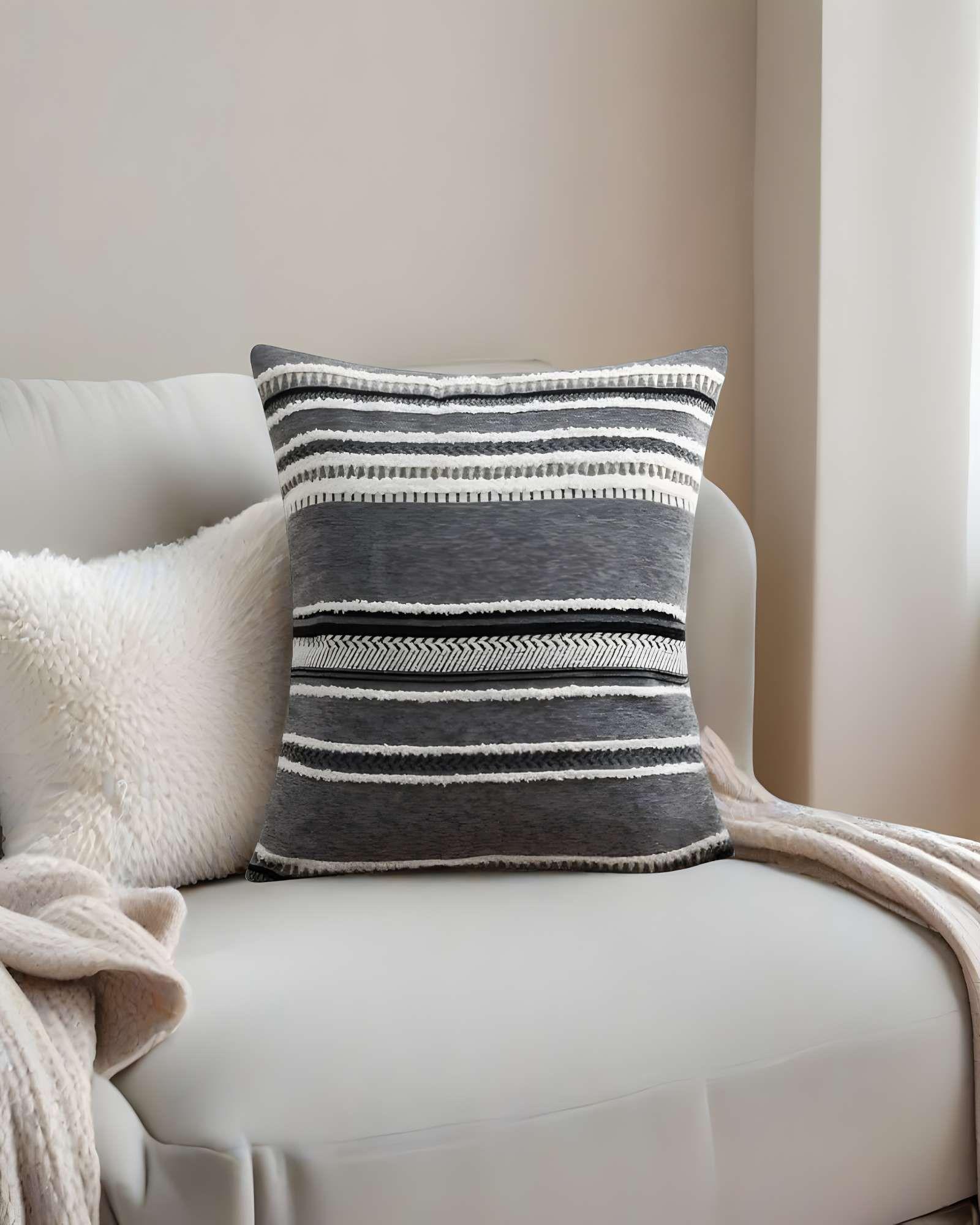 PACK DE 4 FUNDAS DE COJIN CON RELIEVE 45X45CM GRIS-3