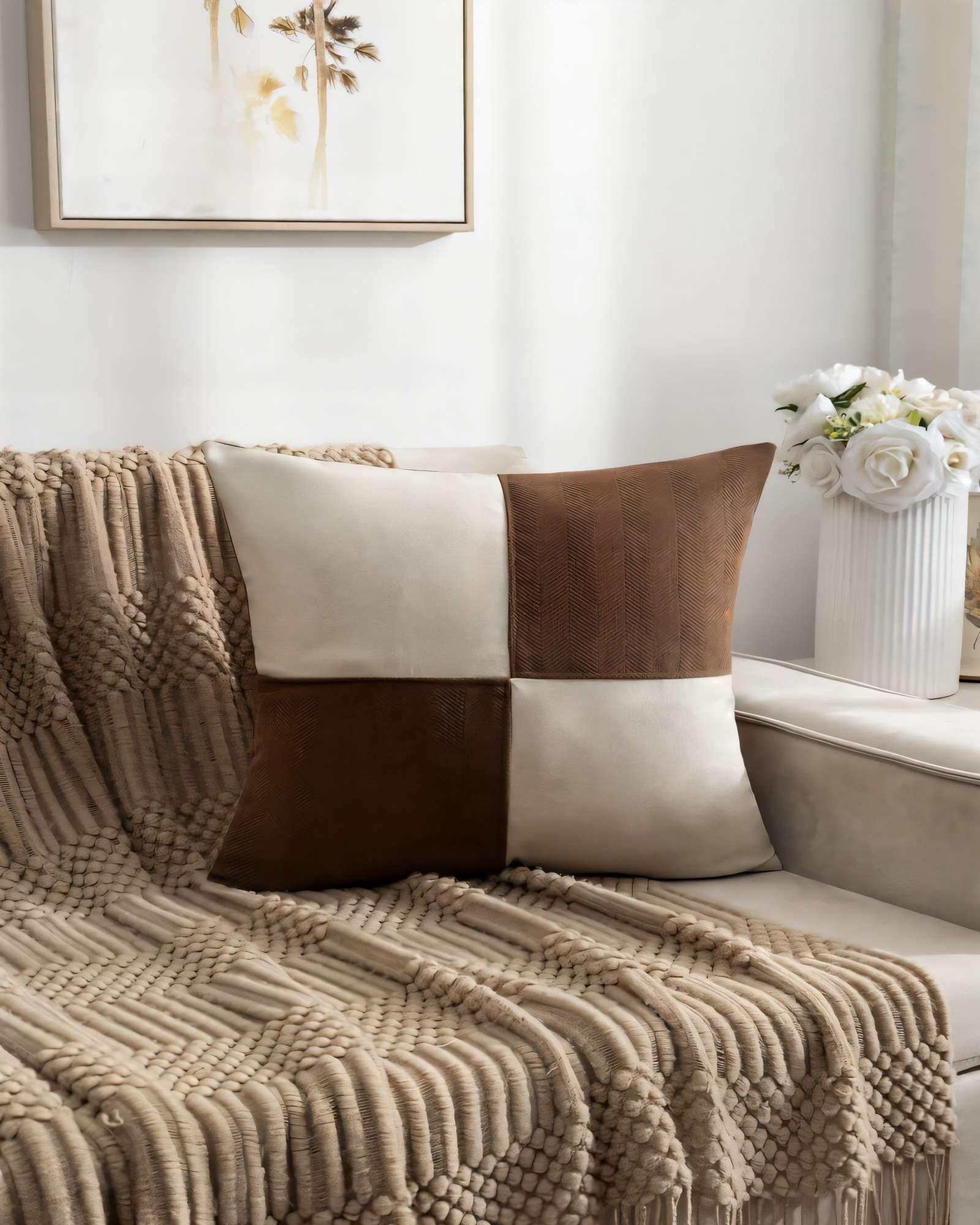 PACK DE 2 FUNDAS DE COJIN 45CMX45CM CHENILLE ROMBO COLOR CAFÉ-3