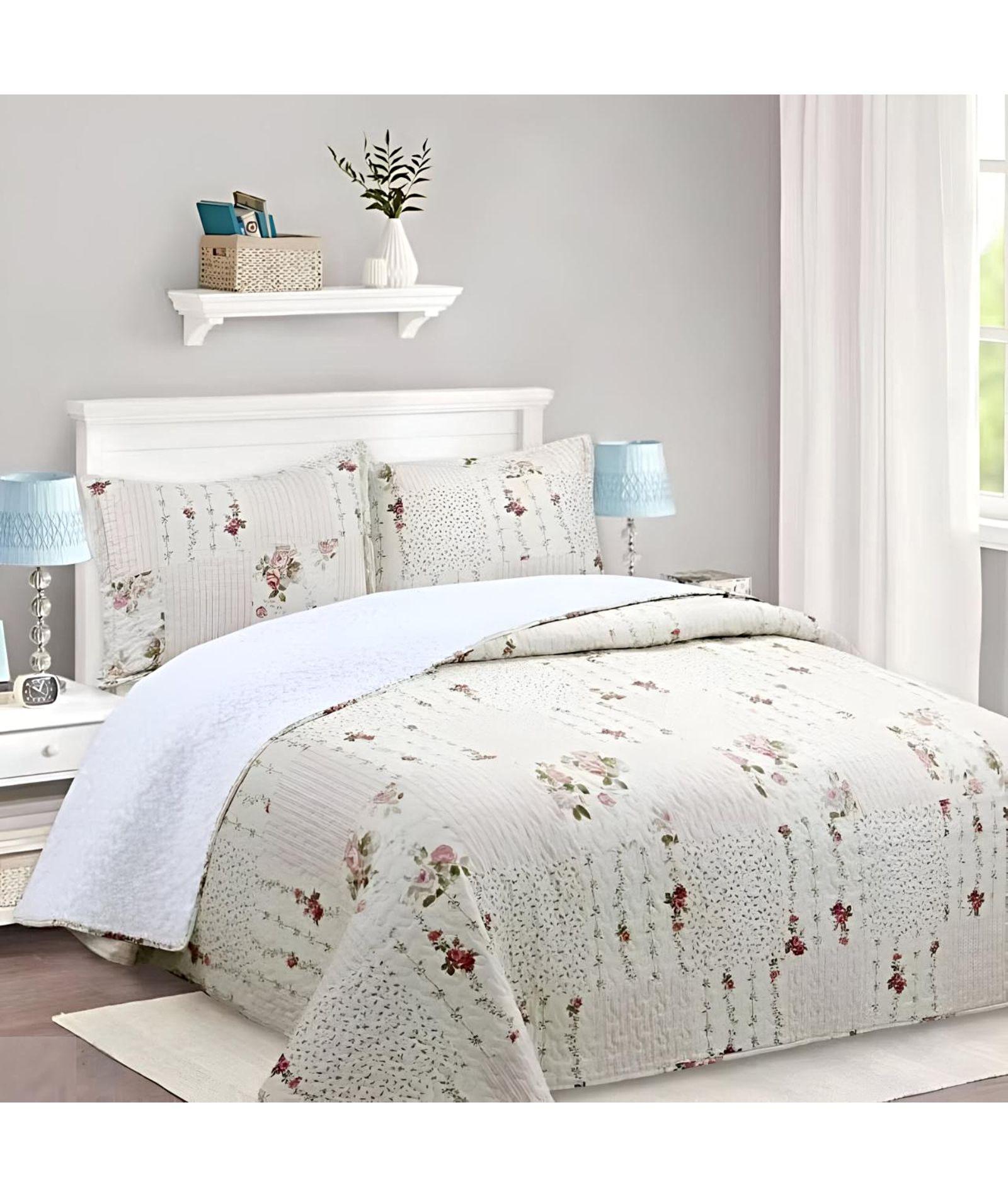 CUBRECAMA QUILT SHERPA INVIERNO PLAZA Y MEDIA C16-2