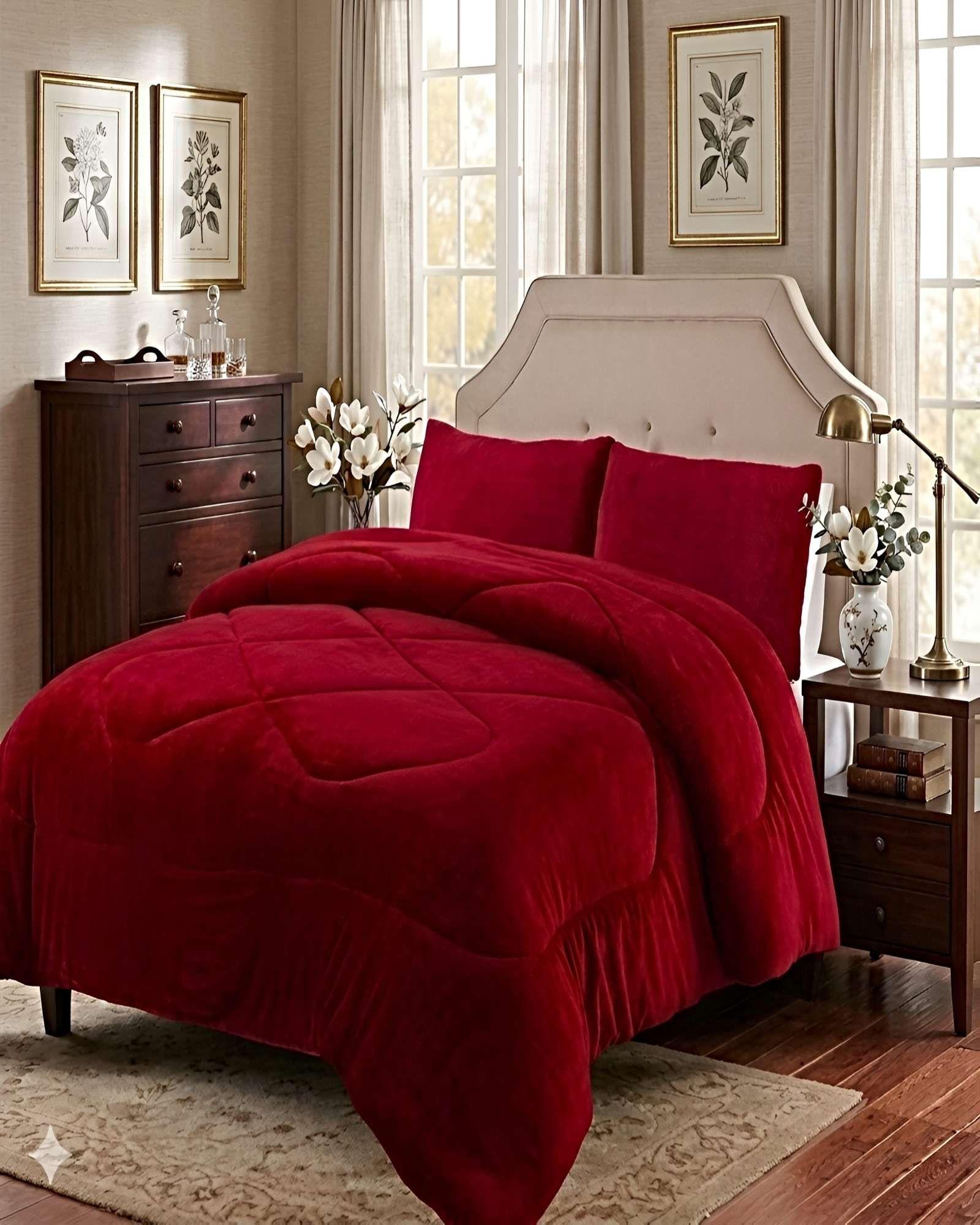 COBERTOR DE INVIERNO PLUSH 2 PLAZAS 230X250CM ROJO-2