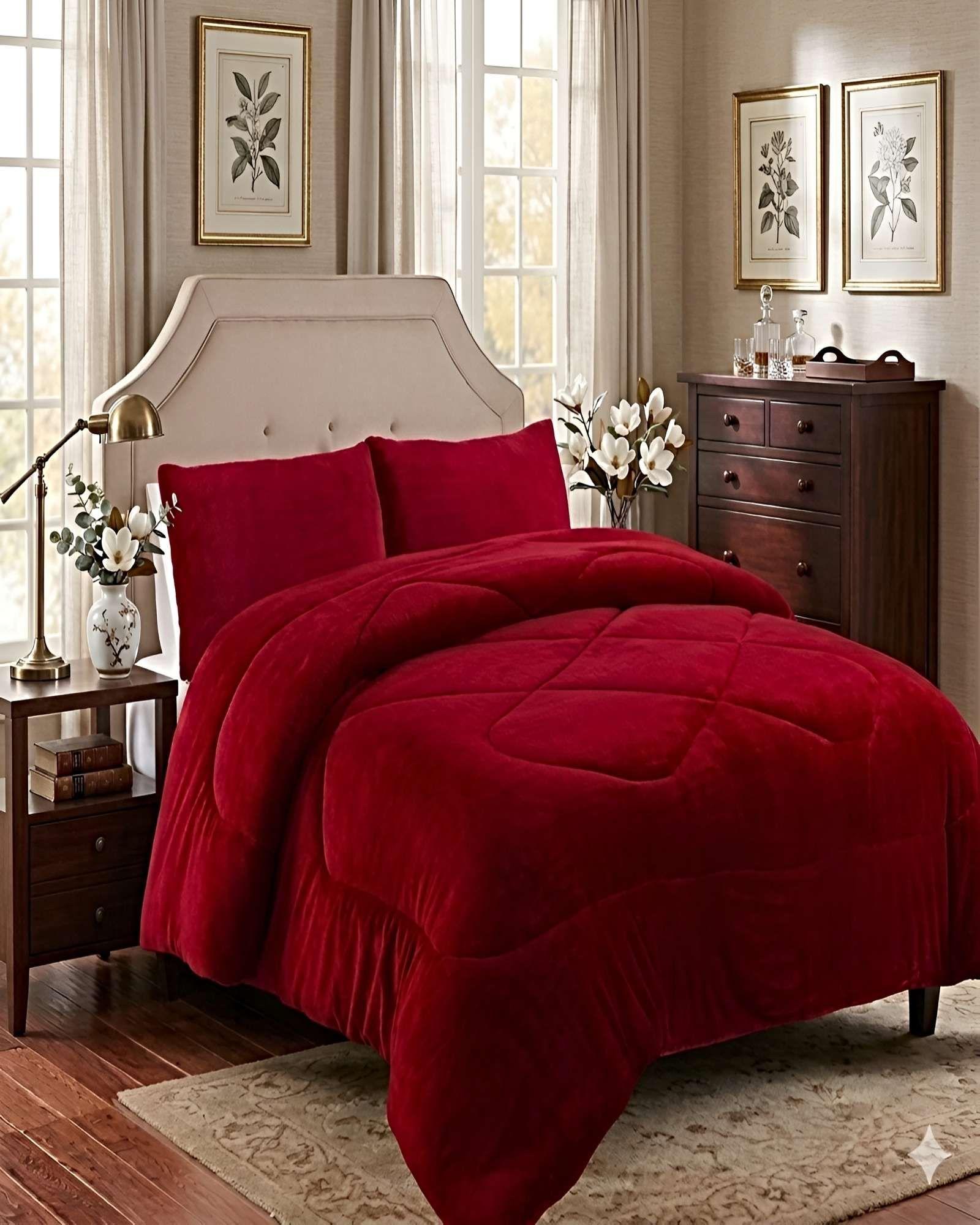 COBERTOR DE INVIERNO PLUSH 2 PLAZAS 230X250CM ROJO-3